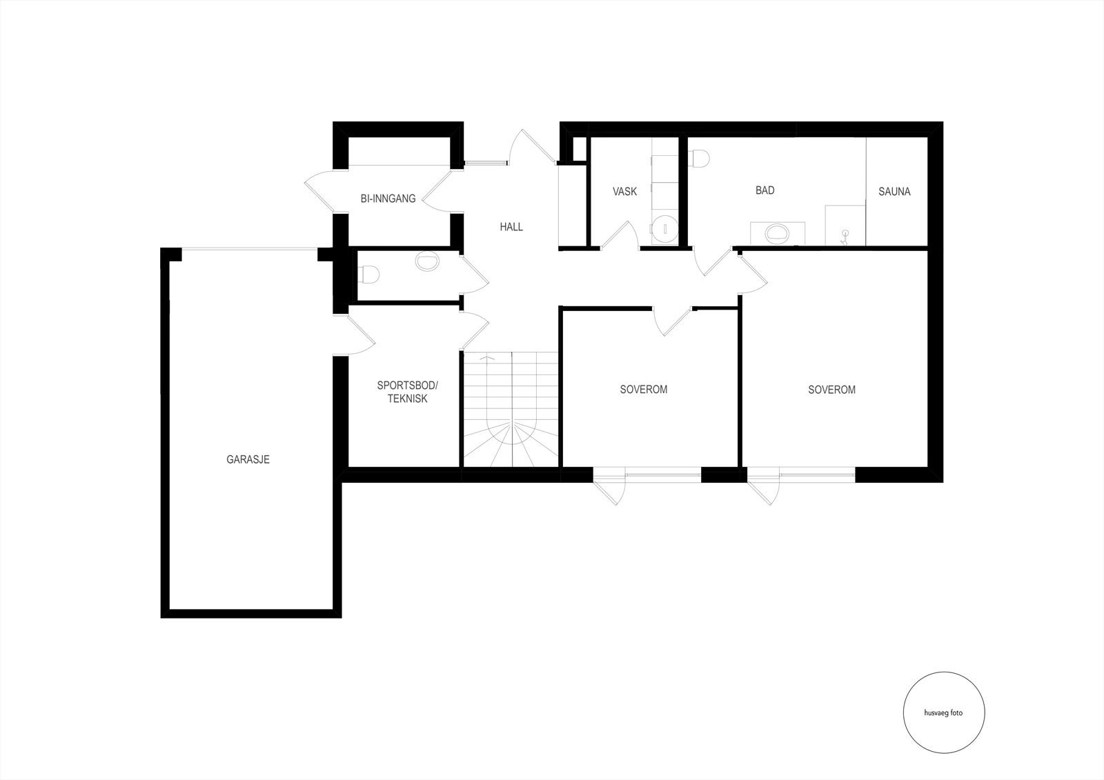 Skisse første etasje - slik boligen fremstår i dag Galleribilde