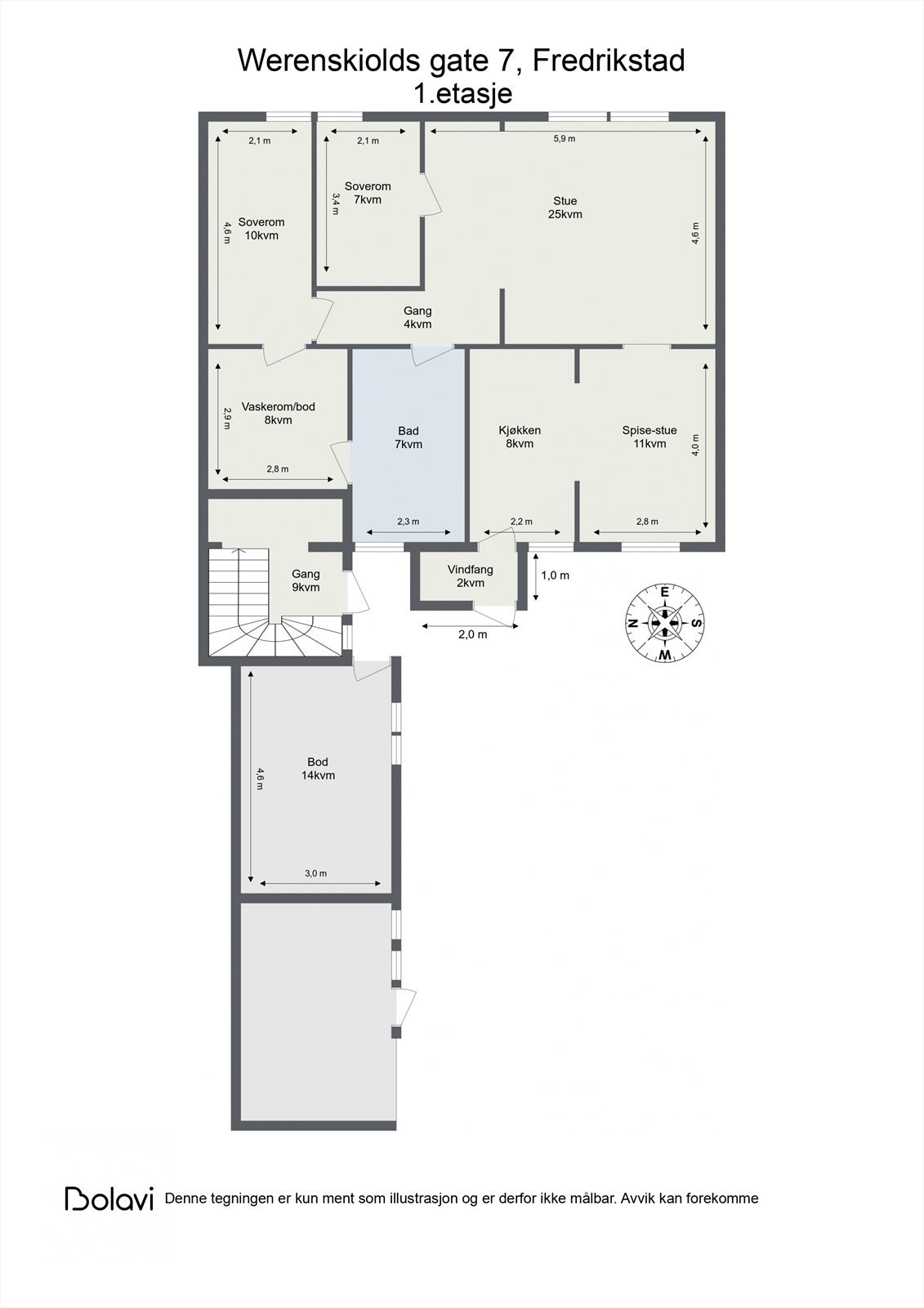 Tomannsboligen har en 3-roms leilighet i hver etasje. Den i første etasje fremstår litt penere og mer påkostet, blant annet med stilig, nytt bad og eget vaskerom. Galleribilde