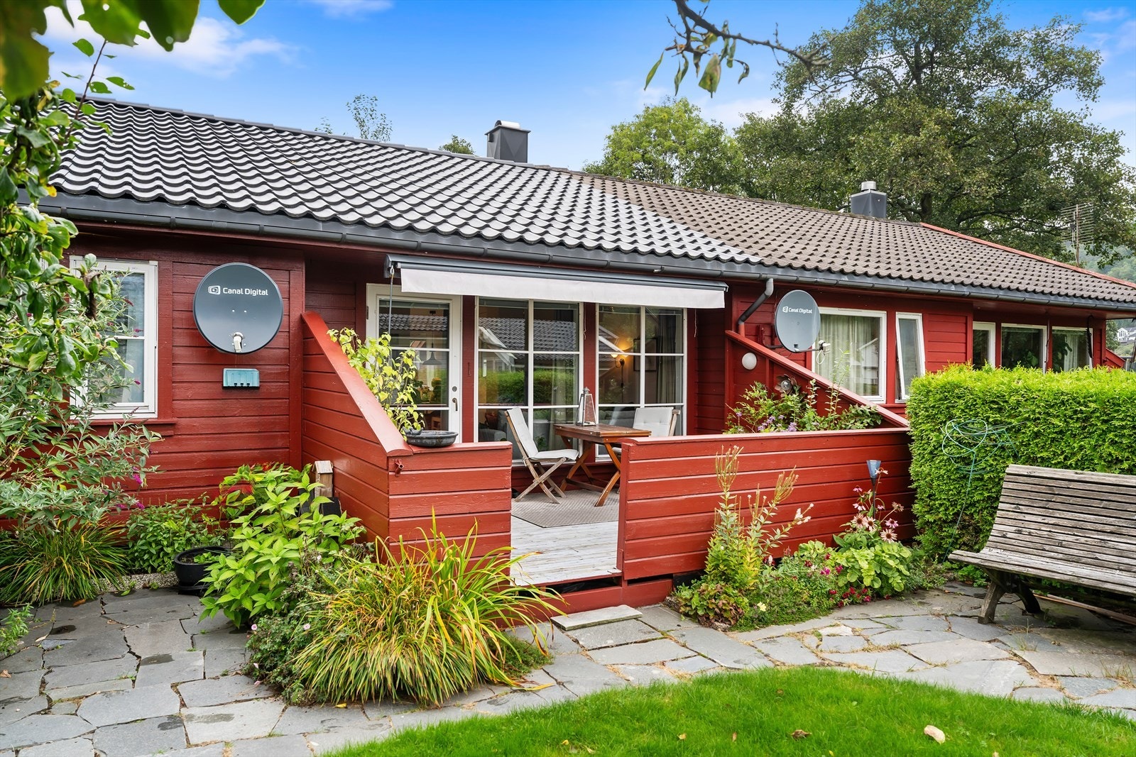 Alt på en flate og en flott beliggenhet langs elva. Galleribilde