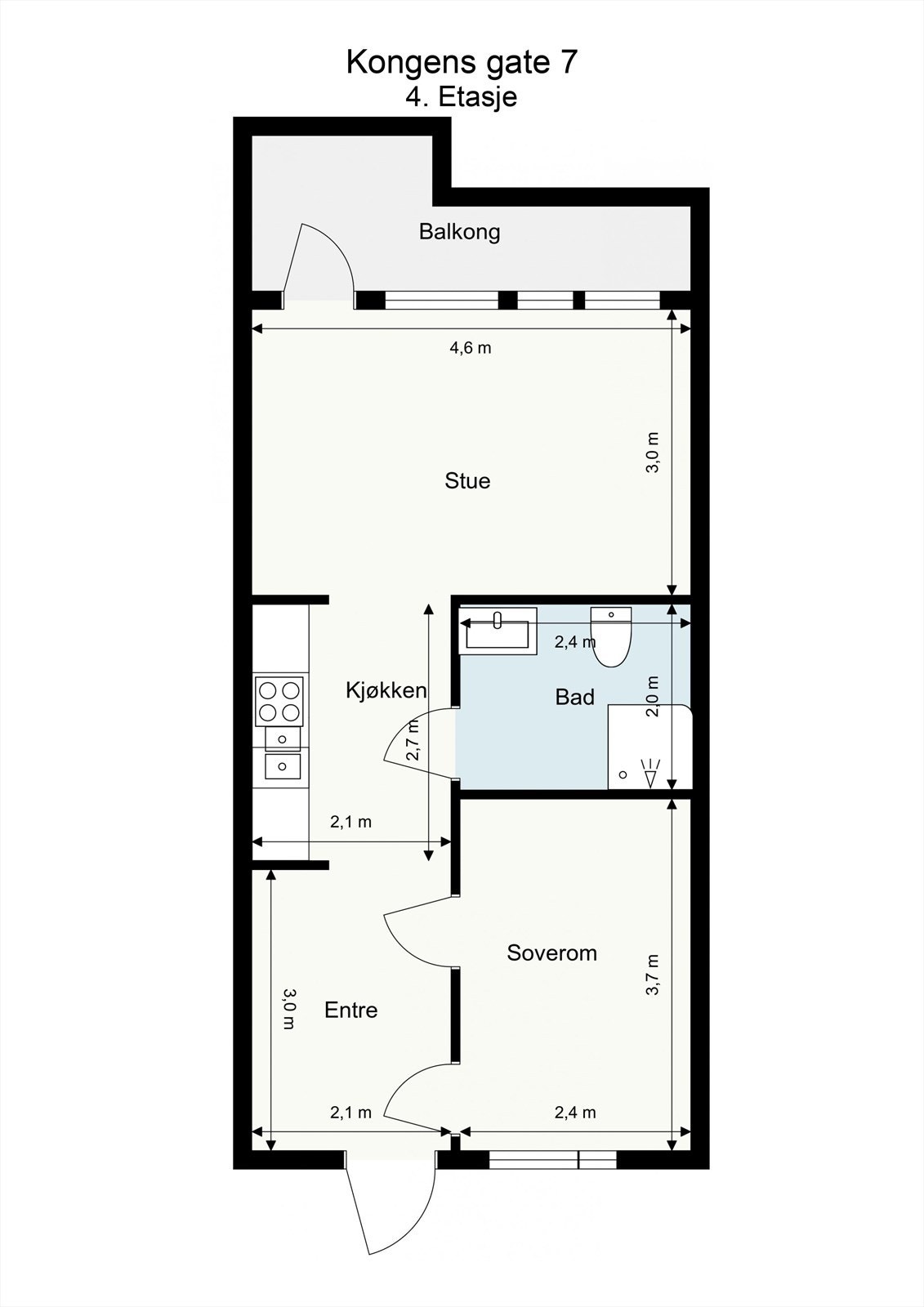 Plantegning 4. etasje. Det er heis i bygget. Galleribilde