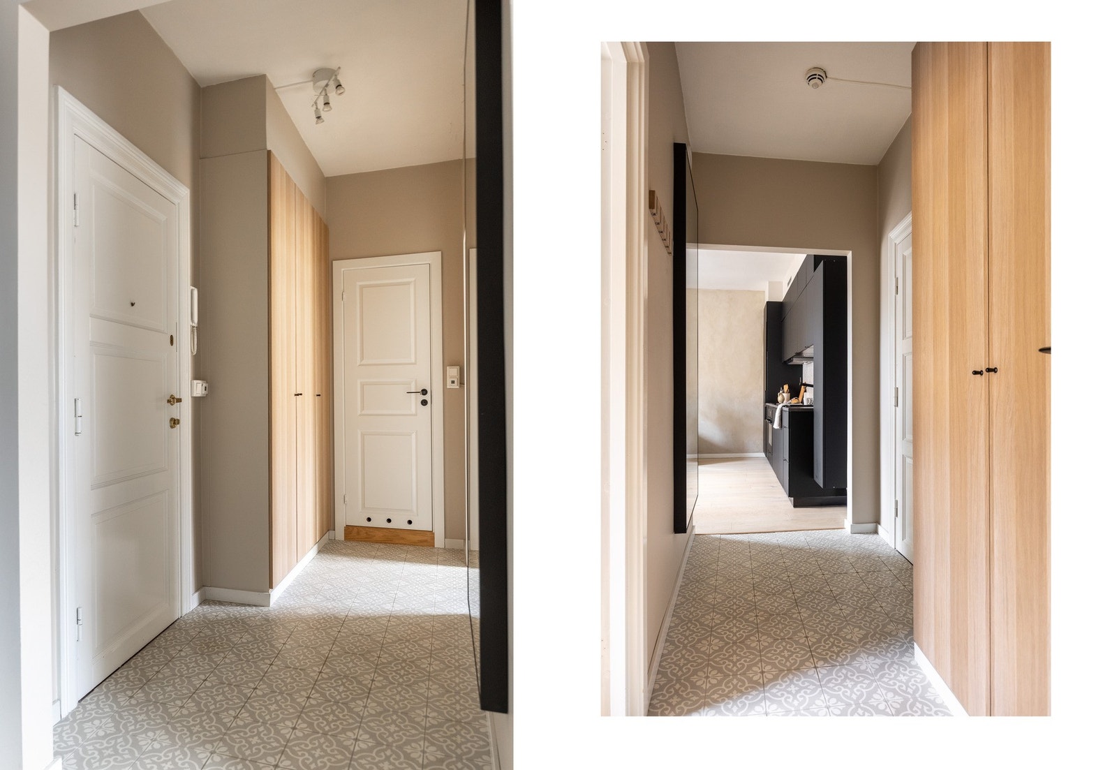 Lys entré med plass til oppheng av yttertøy. Galleribilde