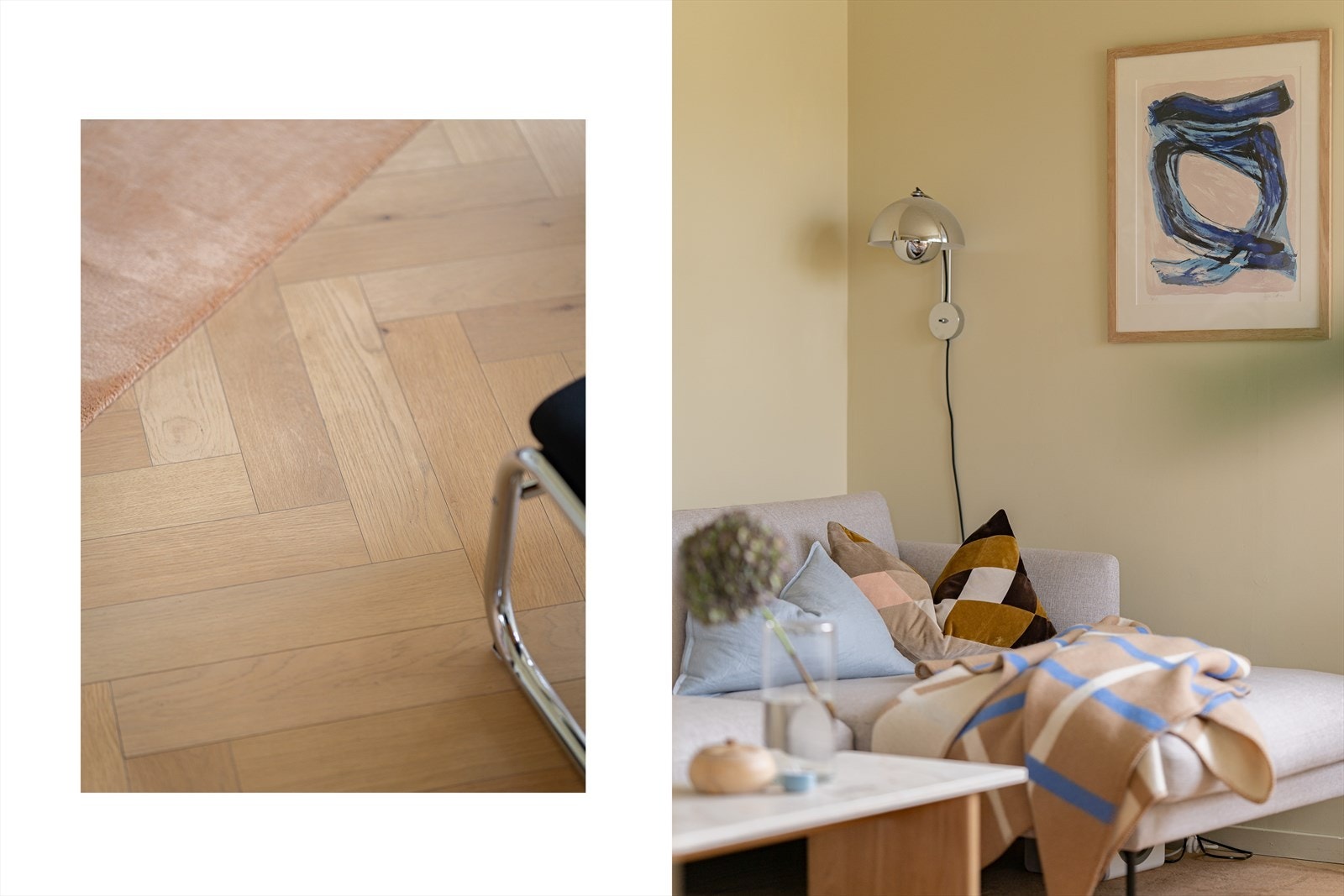 Fiskebensparkett i eik. Galleribilde