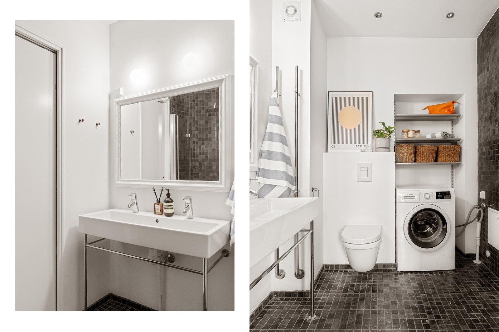 Baderommet er rehabilitert i 2010 og byr på behagelig gulvvarme som gir økt komfort i hverdagen. Galleribilde