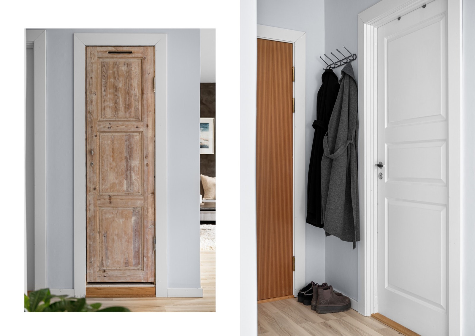 I entréen er det et praktisk plassbygget garderobeskap som gir god plass til oppheng av yttertøy. Galleribilde