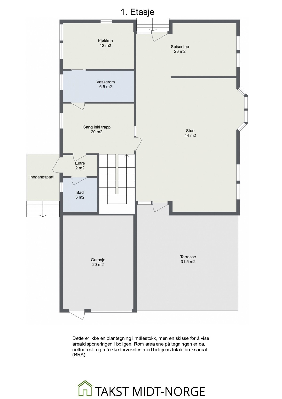 Plantegning 1. etasje Galleribilde