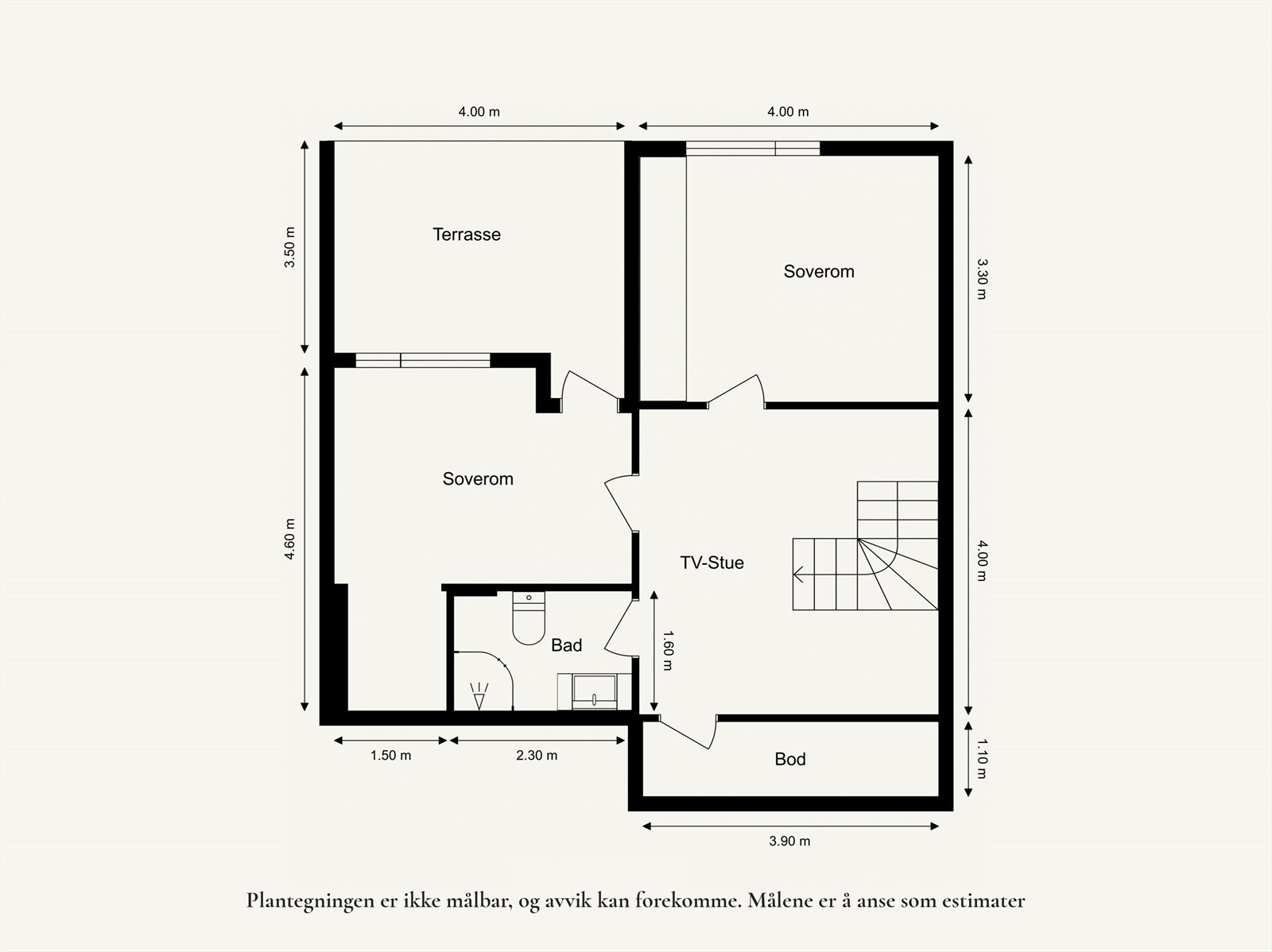 Underetasjen inneholder en praktisk soveavdeling med to romslige soverom, bad og TV-stue. Galleribilde