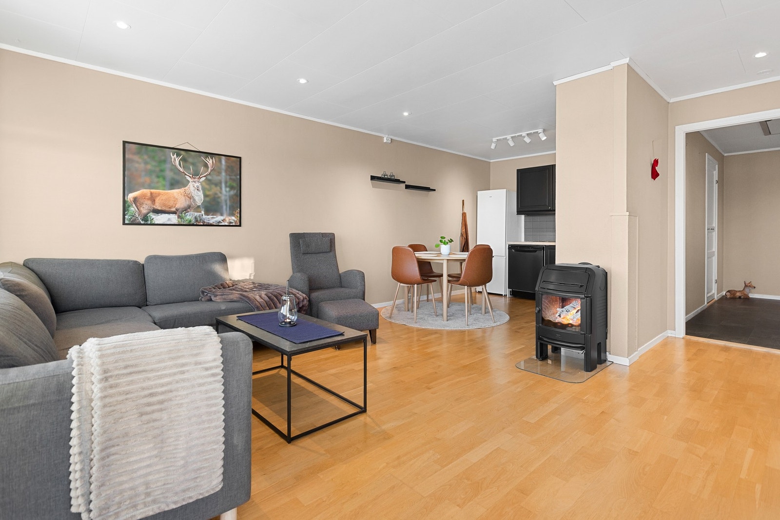 Stue og kjøkken måler 26,5 kvm. Galleribilde