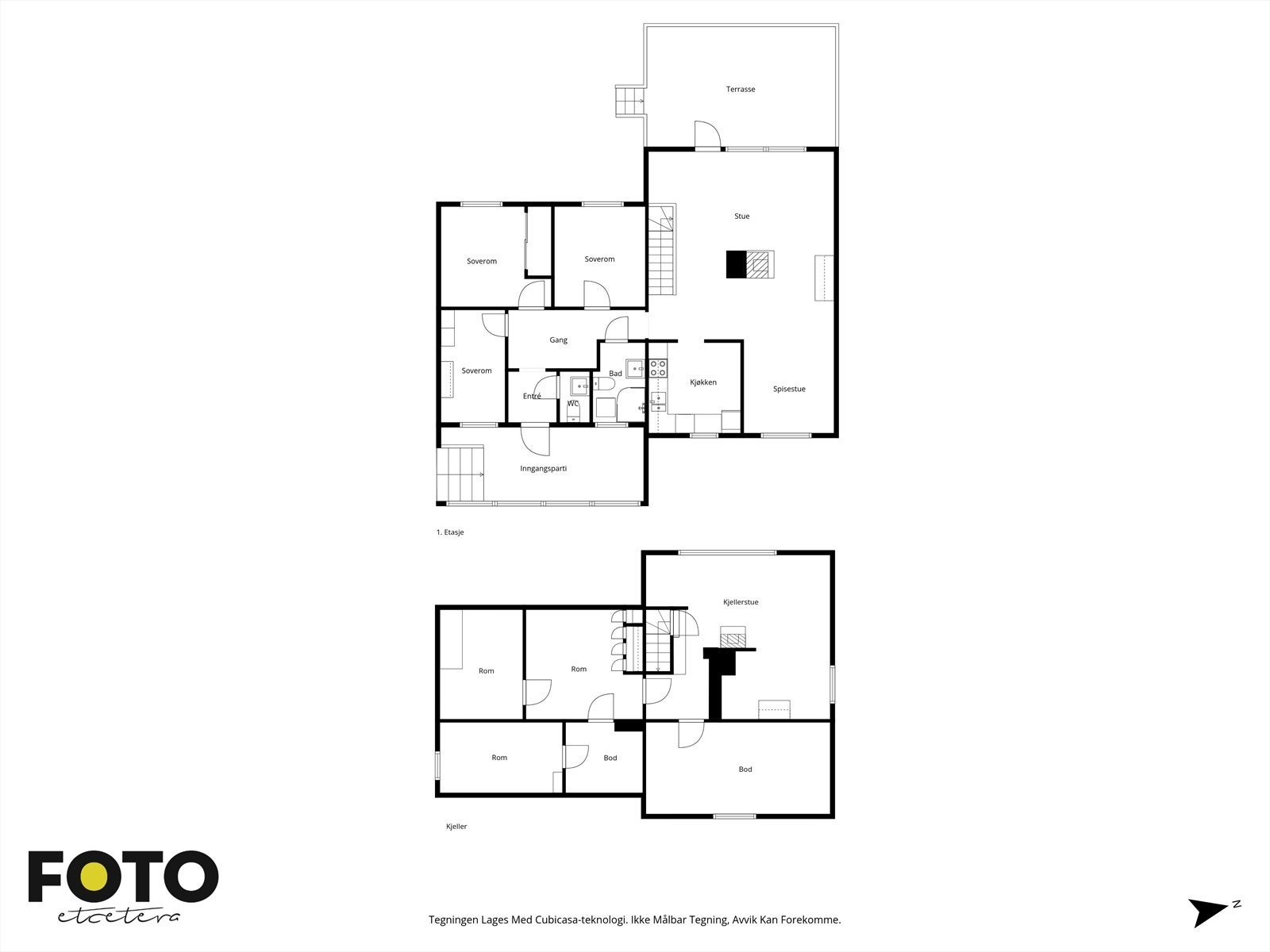 Hovedetasjen har en praktisk planløsning med stue, kjøkken og tre soverom. Galleribilde