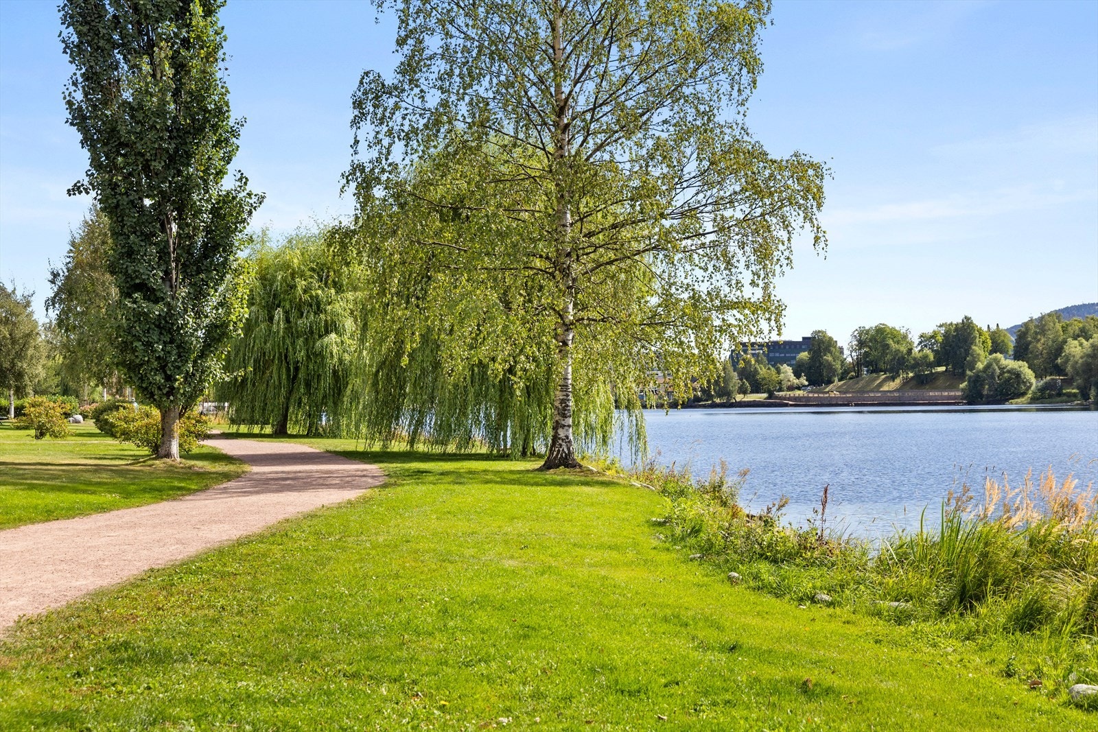 Gruset gang- og sykkelvei langs elva Galleribilde