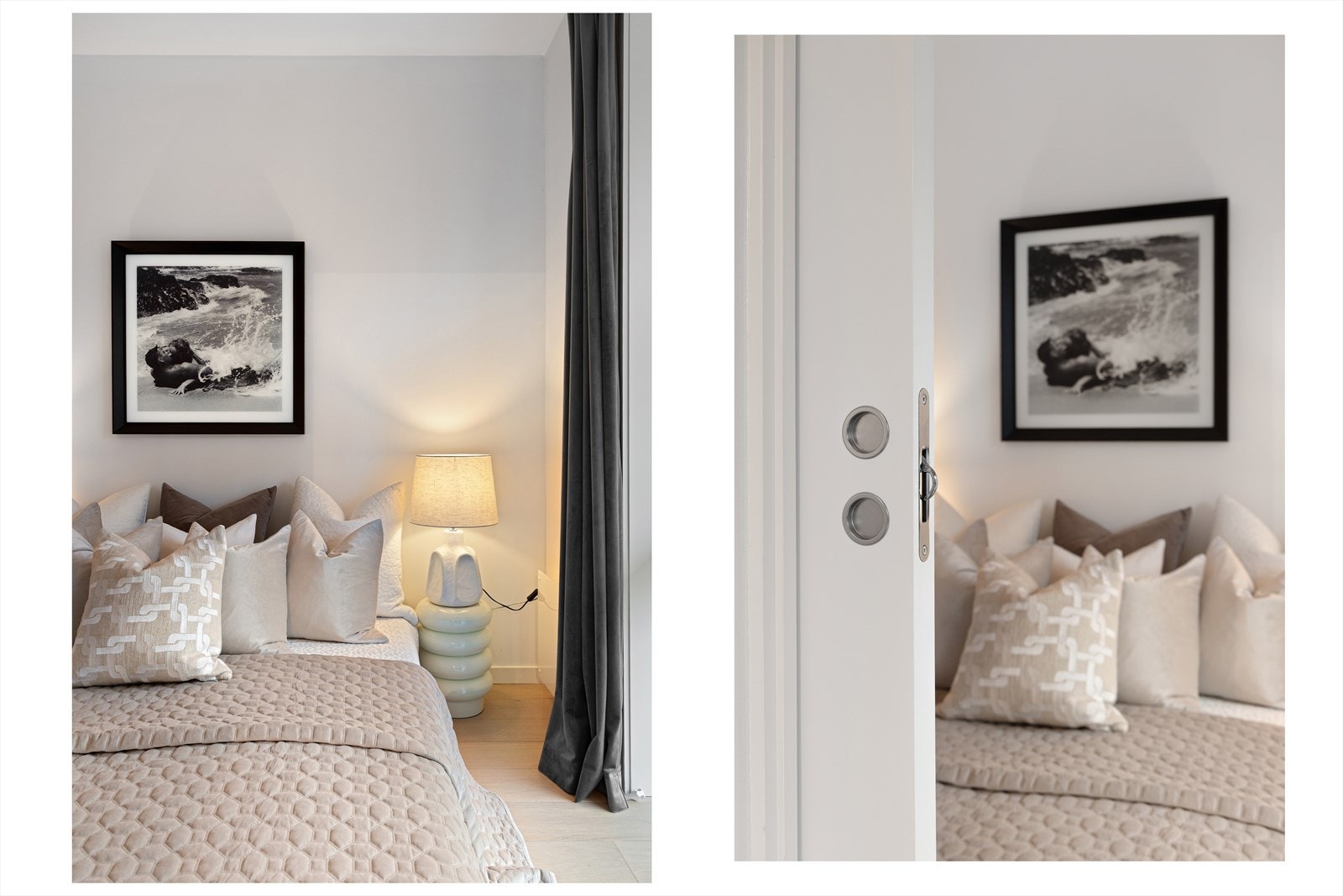 Skyvedører gjør rommet både praktisk og plassbesparende - og med sengen sentrert får du god tilkomst fra begge sider. Galleribilde