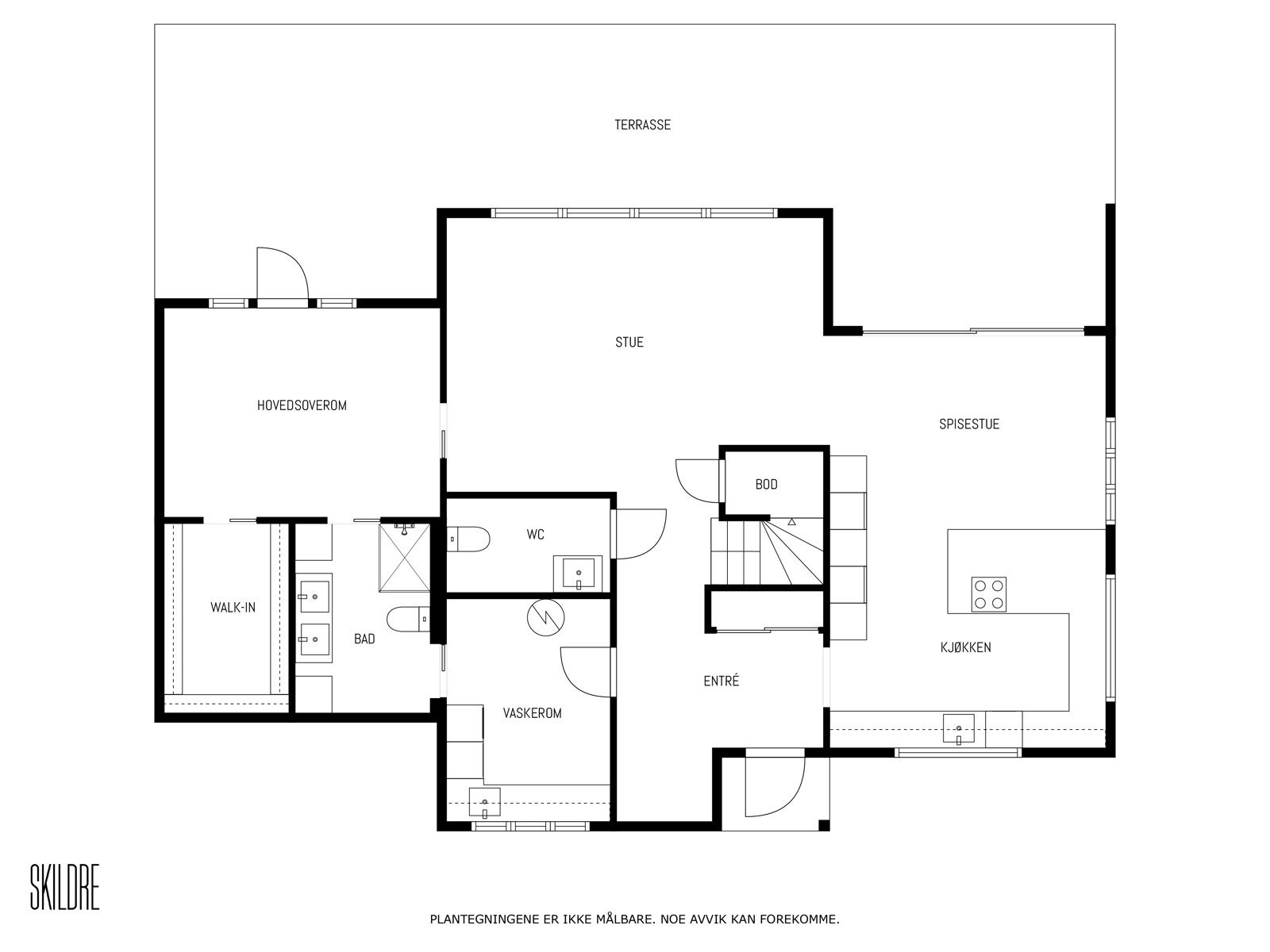 Plantegning for hovedplan gir deg en grei oversikt over hvor rommene ligger. Galleribilde