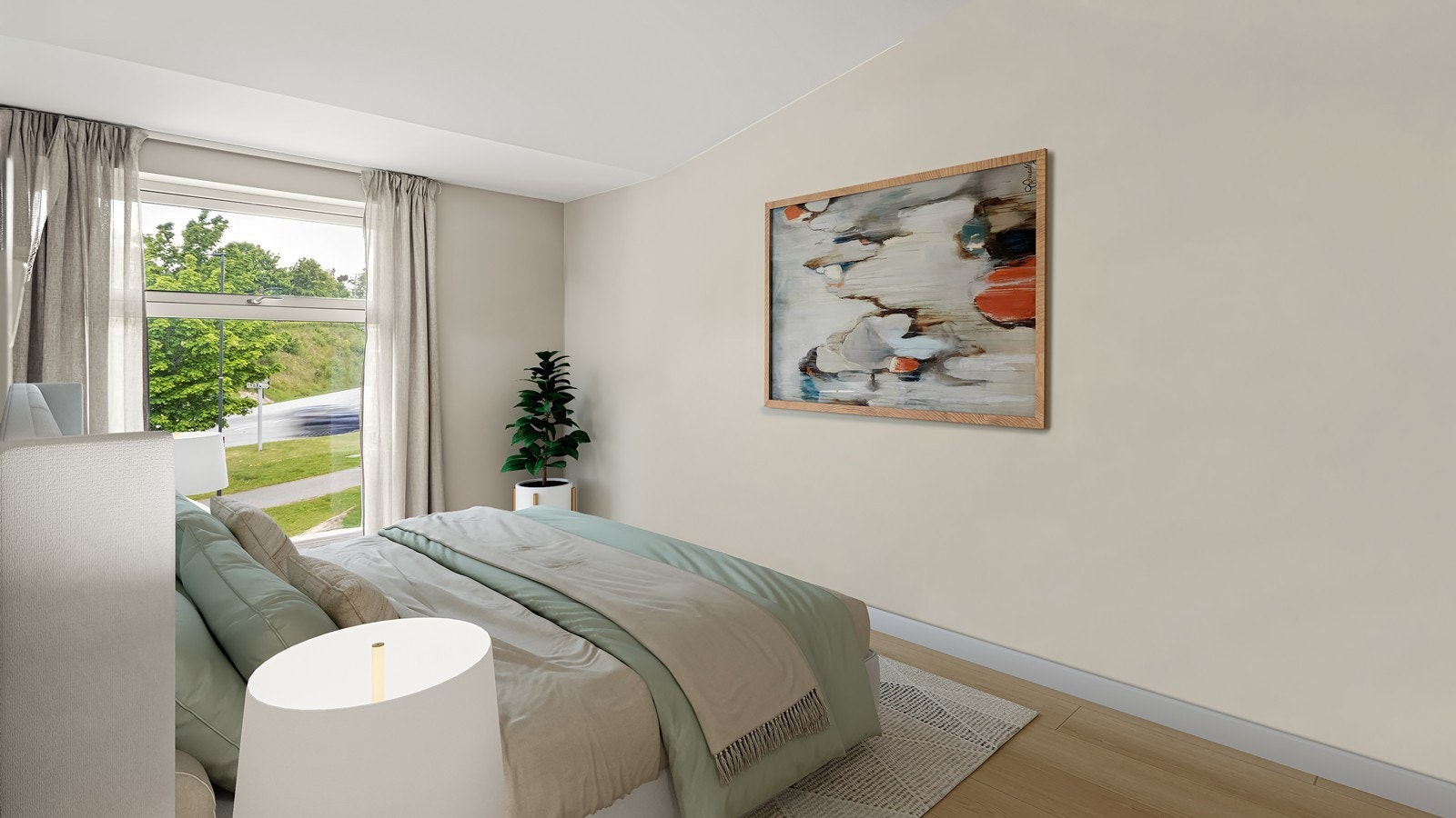 Virtuell oppussing som viser potensiell møblering Galleribilde