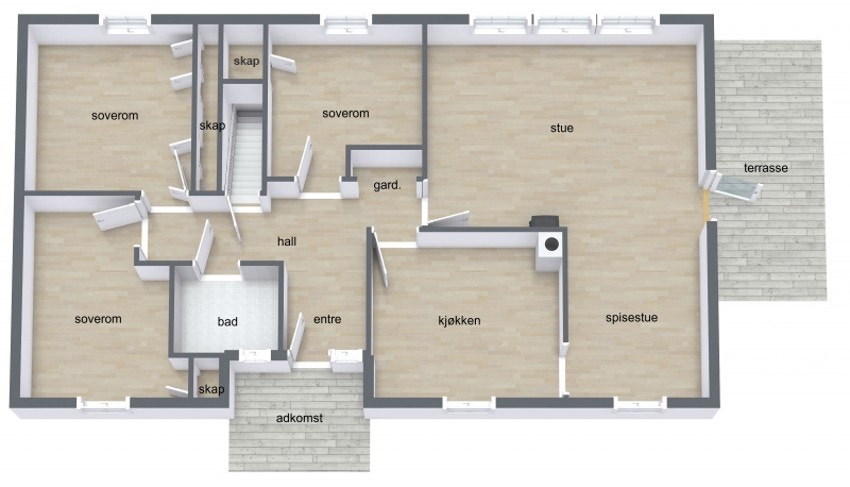 Plantegning 1. etasje Galleribilde