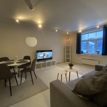 Stor lys stue, med stor vindu Galleribilde