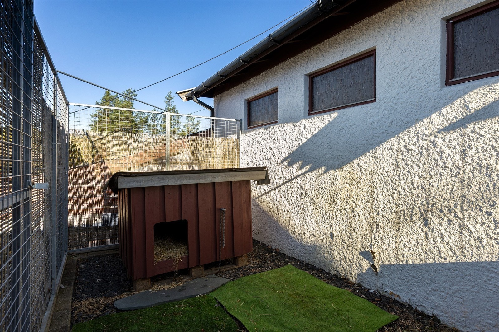 På tomten står det et inngjerdet område beregnet for hund eller kaniner Galleribilde