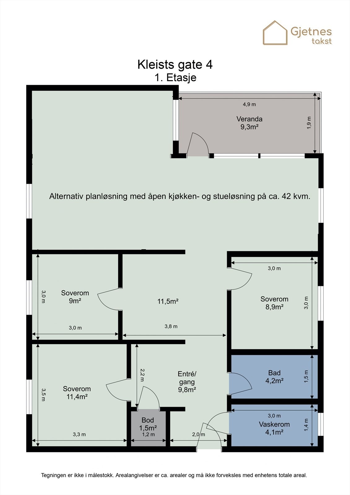 Her finner du alternativ planløsning for leiligheten. Galleribilde