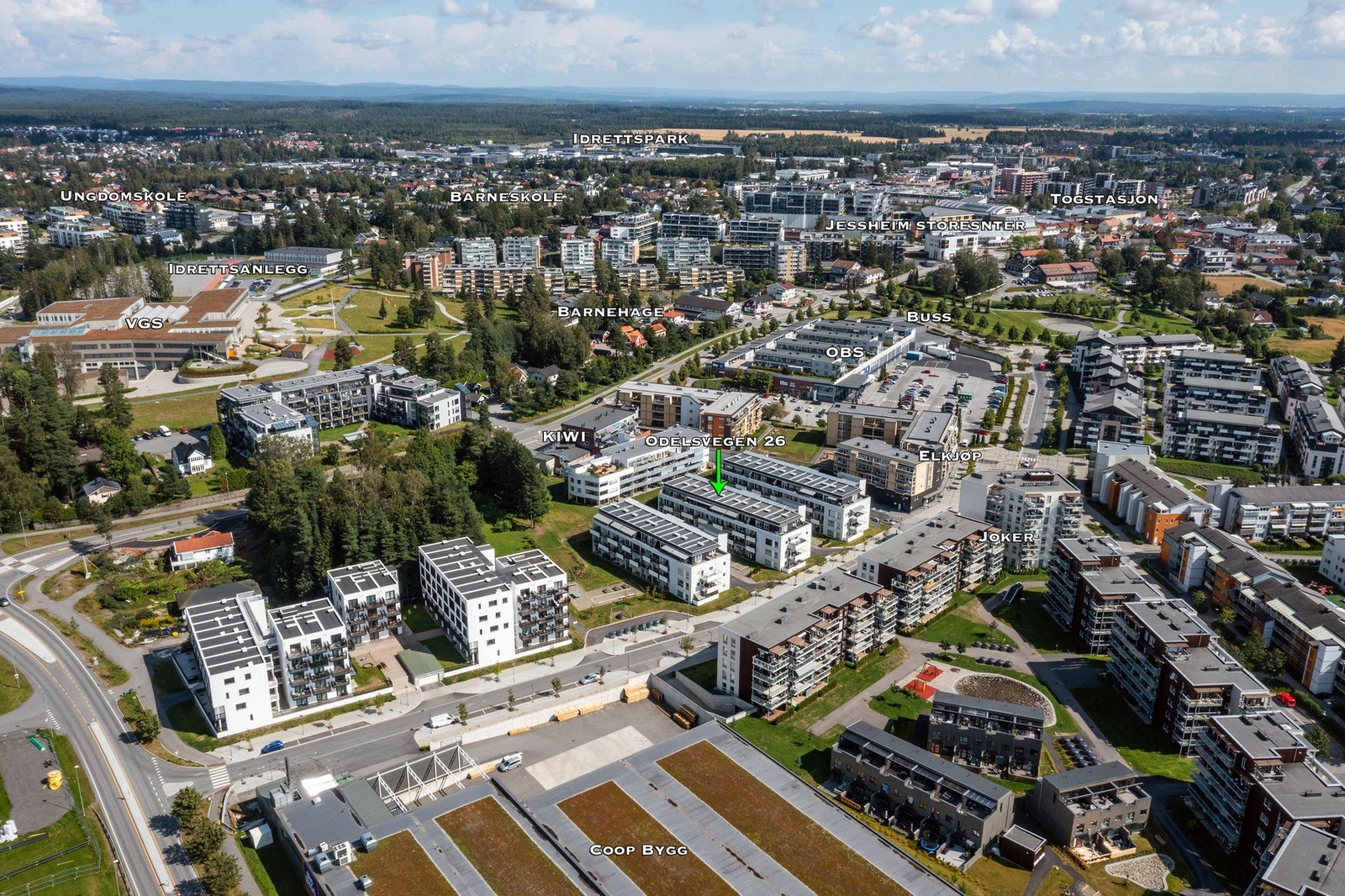 Jessheim Storsenter og Jessheim stasjon ligger kun 10 min gange fra leiligheten. Velkommen til visning! Galleribilde