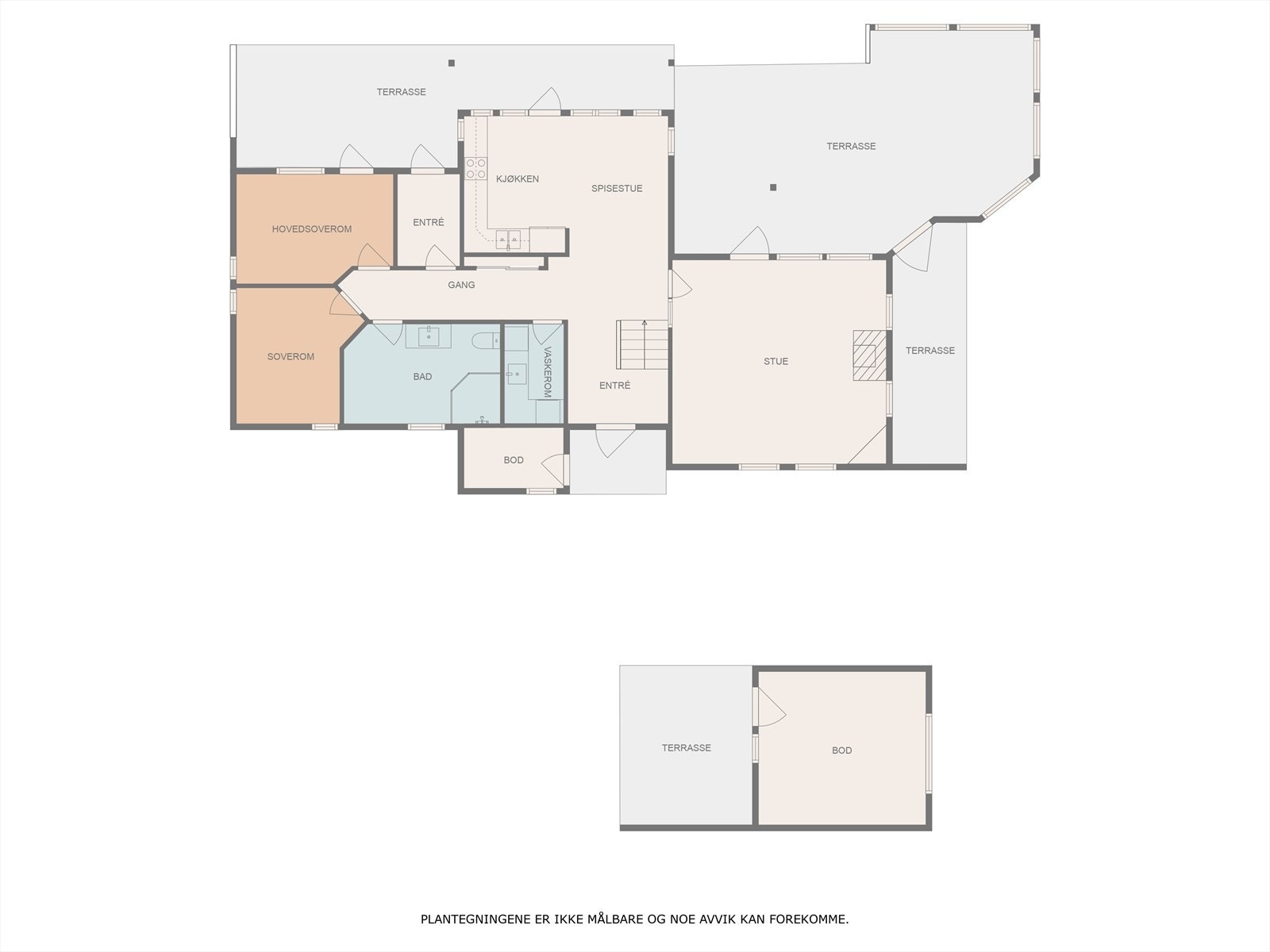 Plantegning begge etasjer og boden Galleribilde
