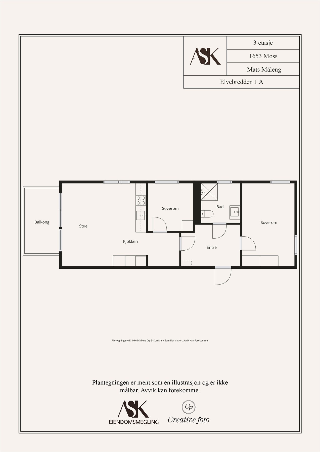 Plantegning - den aktuelle leiligheten ligger i 3. etasje Galleribilde