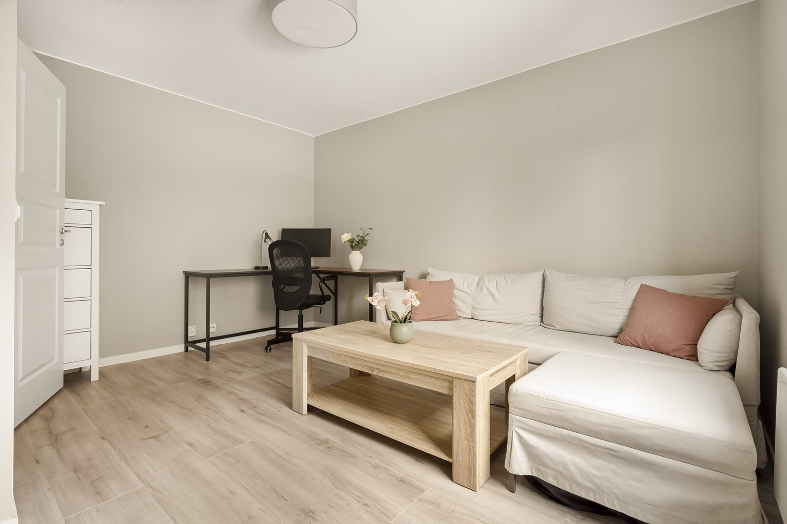 Rommet er stort nok til å fungere som både soverom og kontor eller TV-stue. Galleribilde