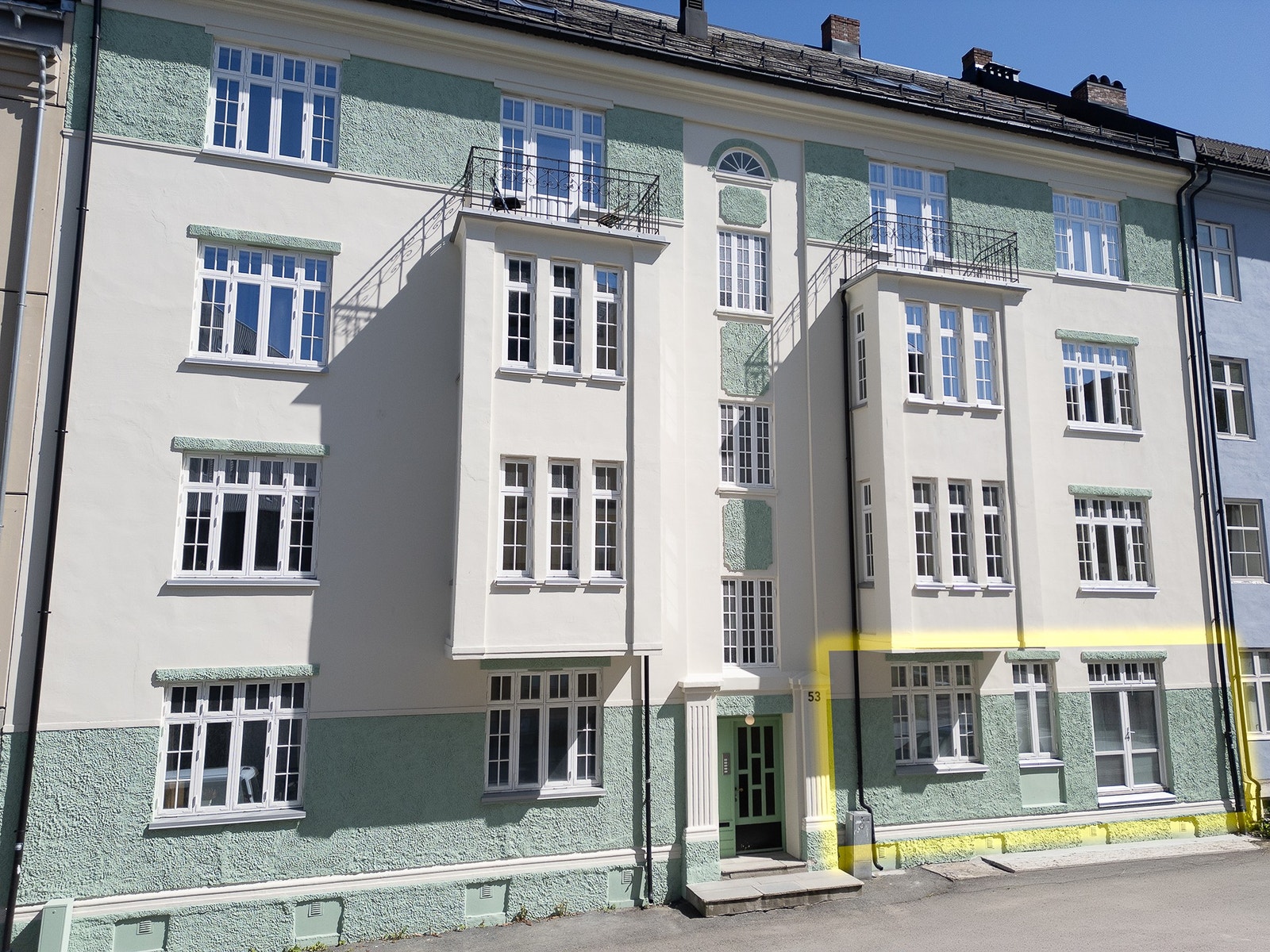 Leiligheten er avmerket. Galleribilde