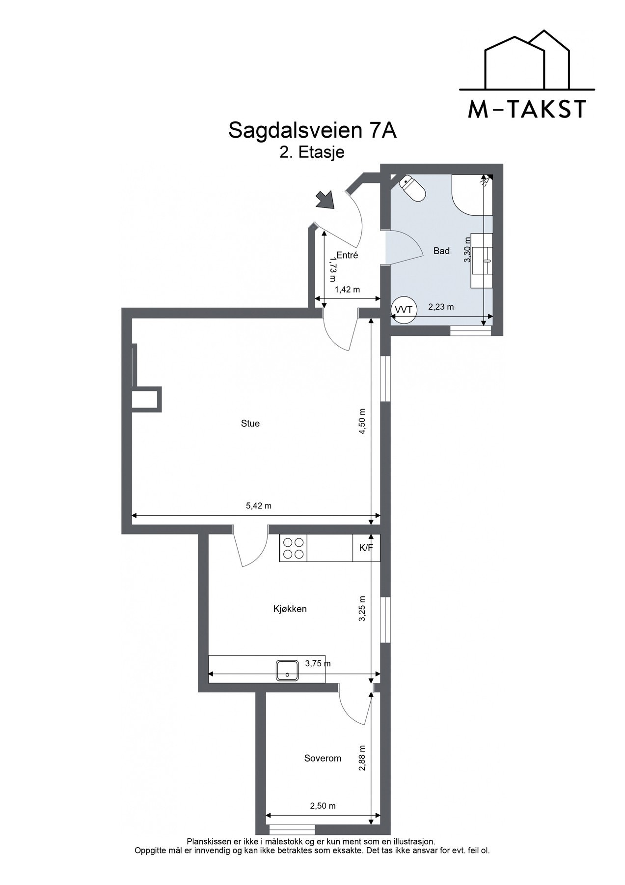 Plantegning med mål. Galleribilde