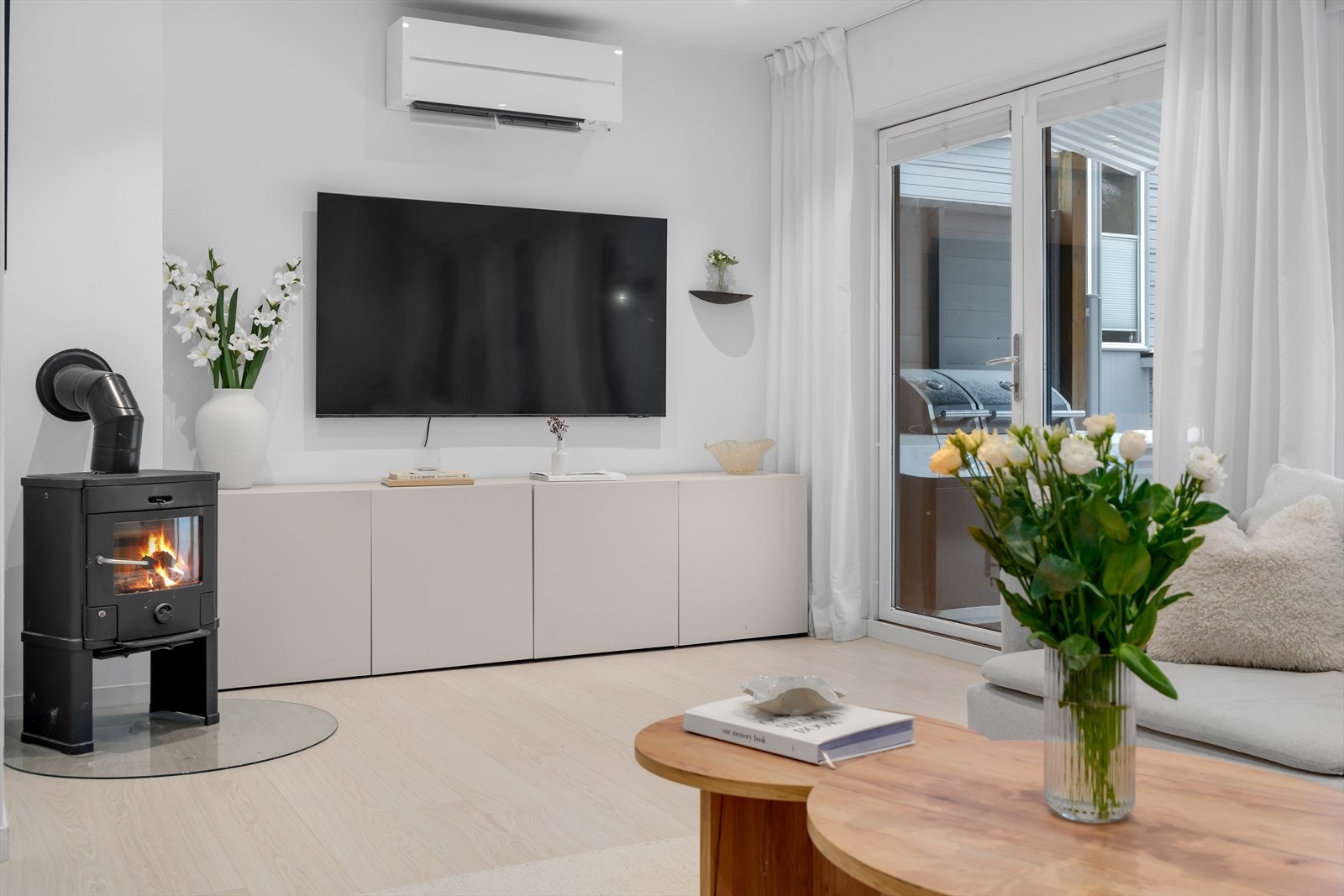 Varmepumpe i stue fra 2024. Galleribilde