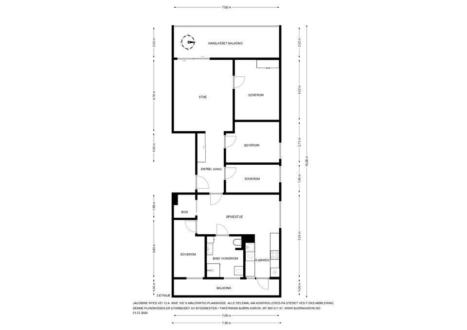 Gjennomgående og lys planløsning med store oppholdsrom. 4 soverom, 2 stuer og 2 balkonger. Galleribilde
