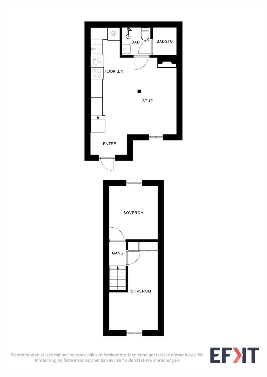 Hytta har en gjennomtenkt planløsning over to plan, med en sosial sone nede og soveavdeling oppe. Galleribilde