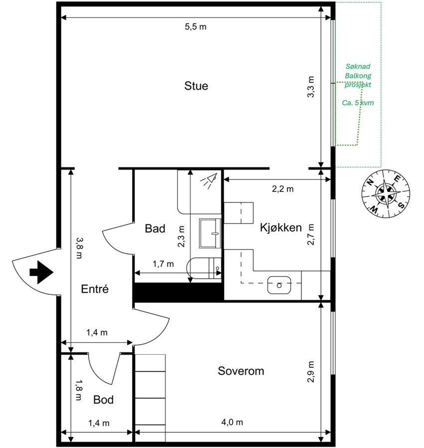 Plantegning - Borettslaget søker om etablering av balkonger på ca. 5 kvm mot bakgården Galleribilde