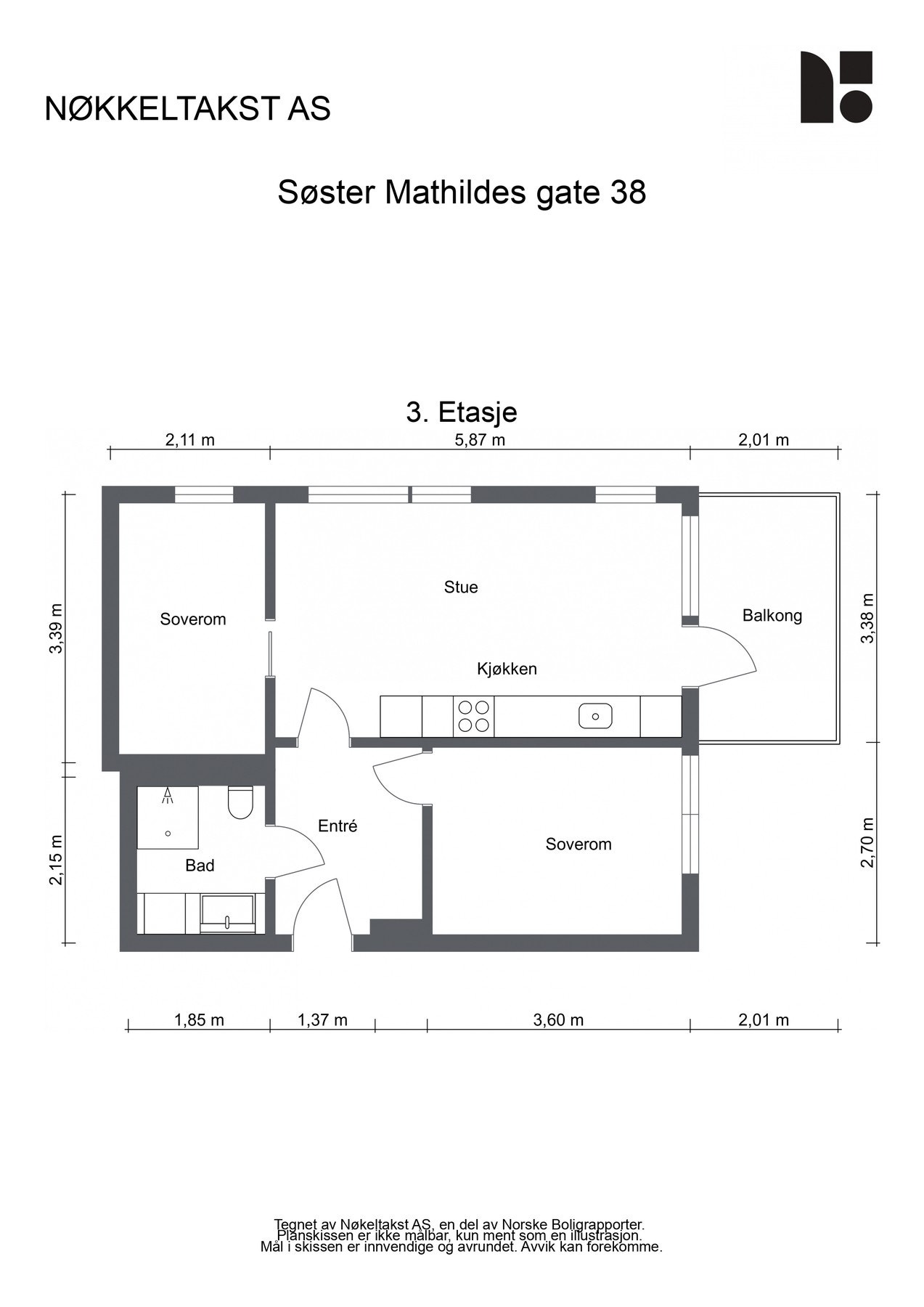 Moderne 3-roms med balkong. Galleribilde