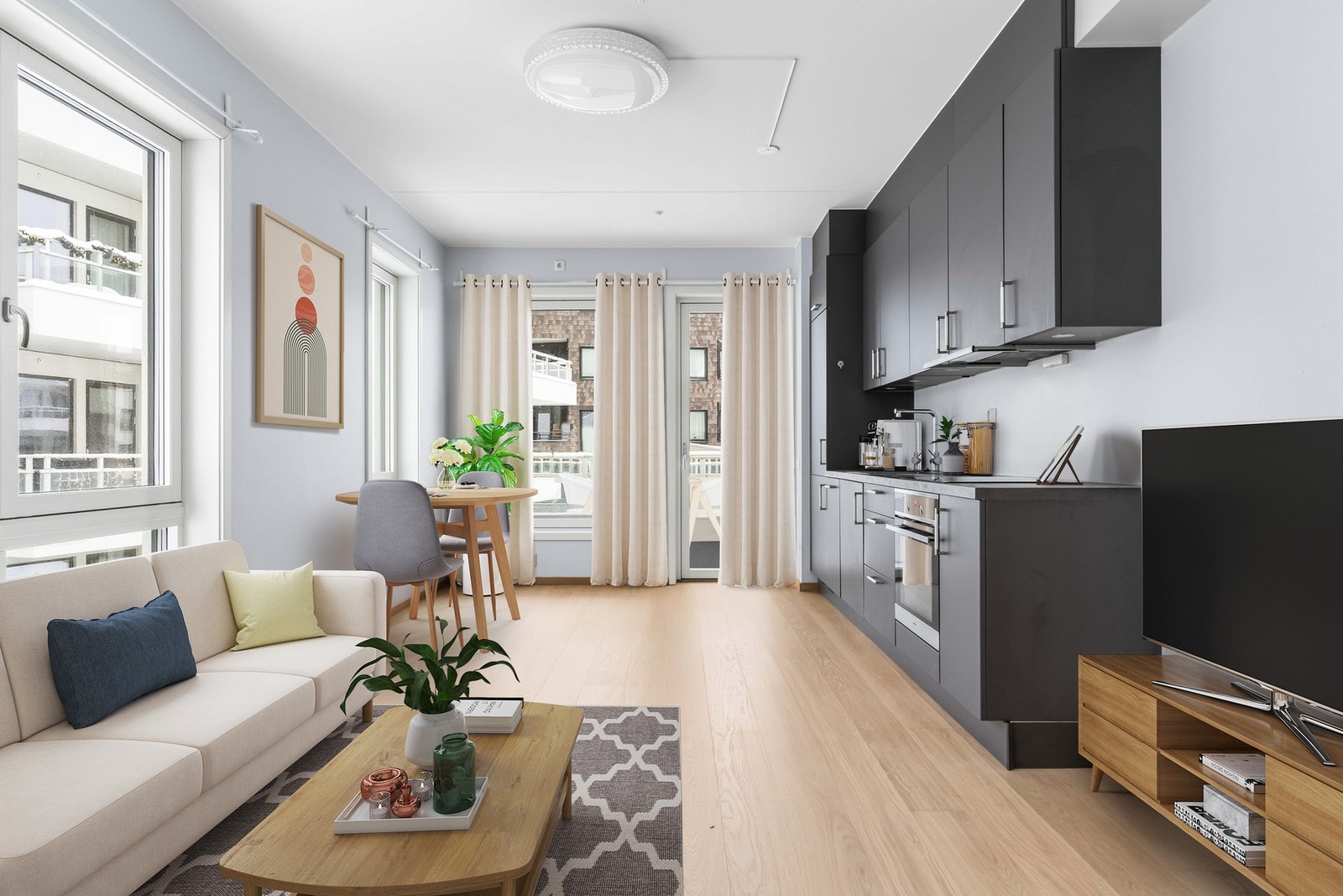 Velkommen til Søster Mathildes gate 38 presentert av PrivatMegleren. Bilde er digital stylet. Foto: Anders Botnmark Galleribilde