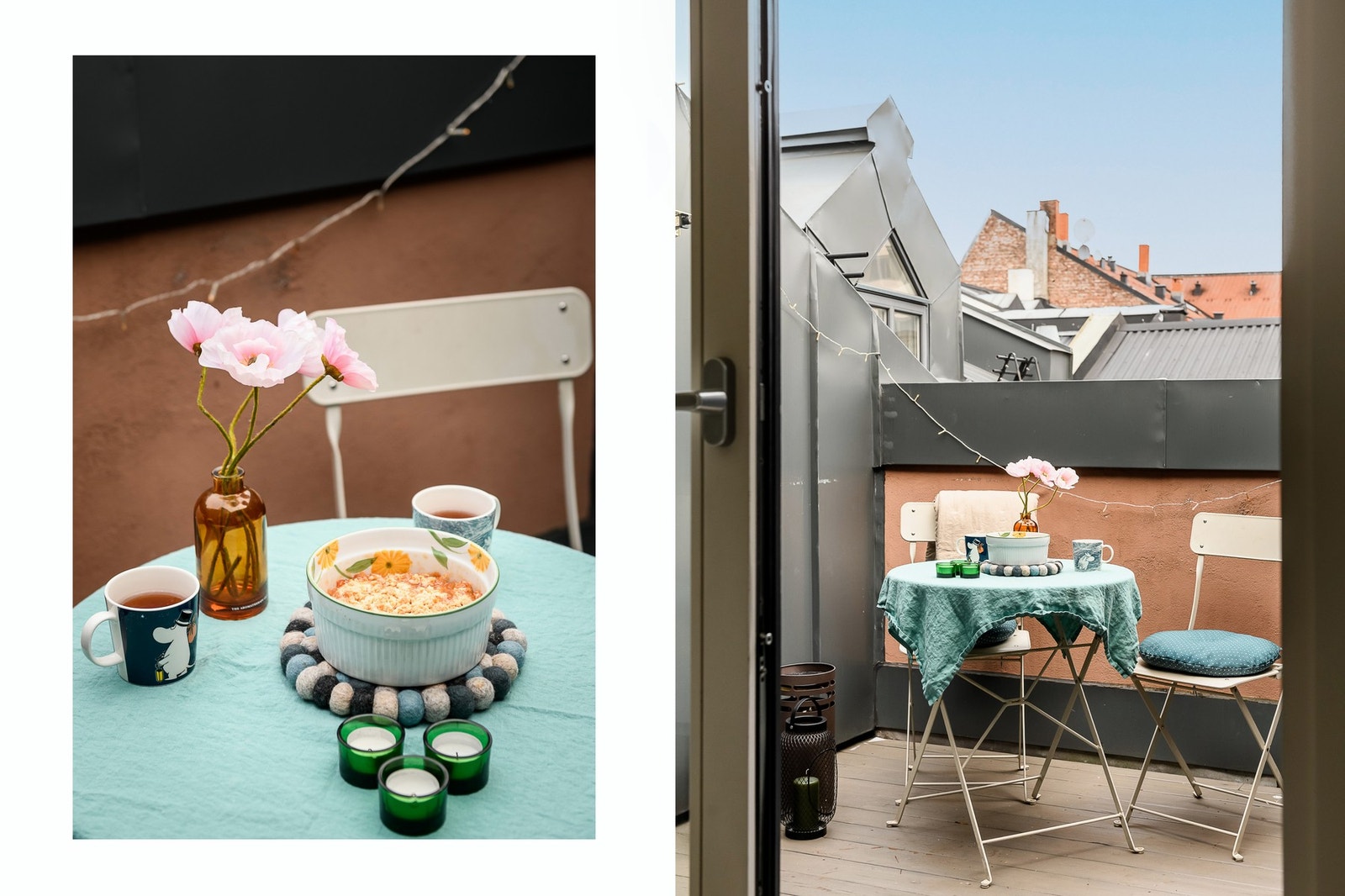 Terrassen har gode solforhold (ca 09-18 midtsommers) og vender mot en rolig bakgård, skjermet fra byens puls. Galleribilde