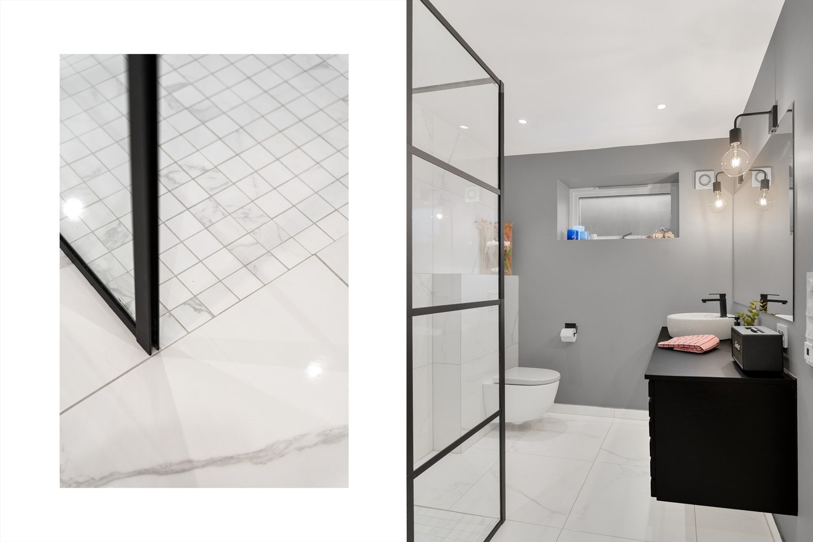 Delikat og tidløst baderom med praktiske løsninger Galleribilde