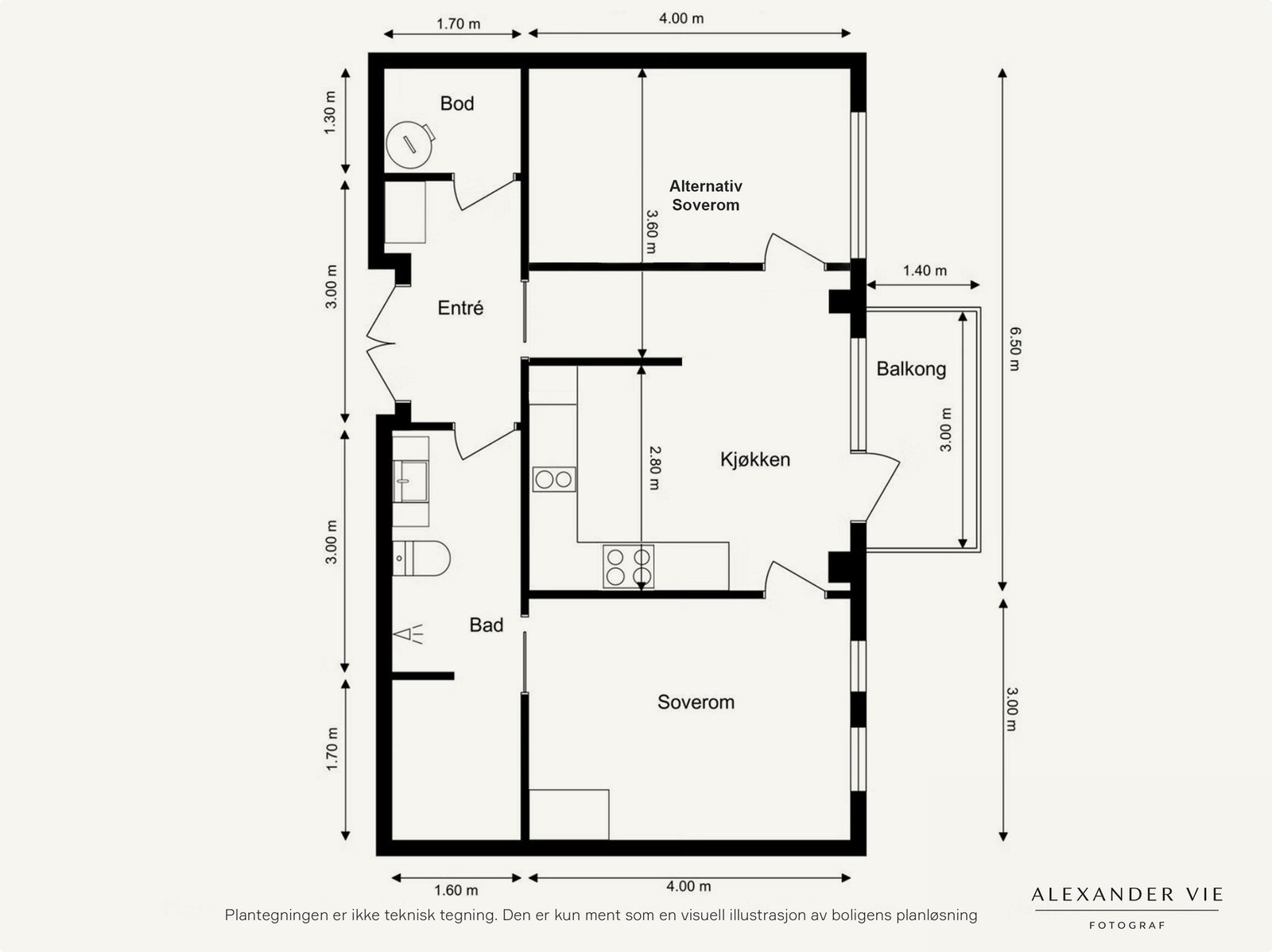 Forslag til alternativ planløsning. Galleribilde