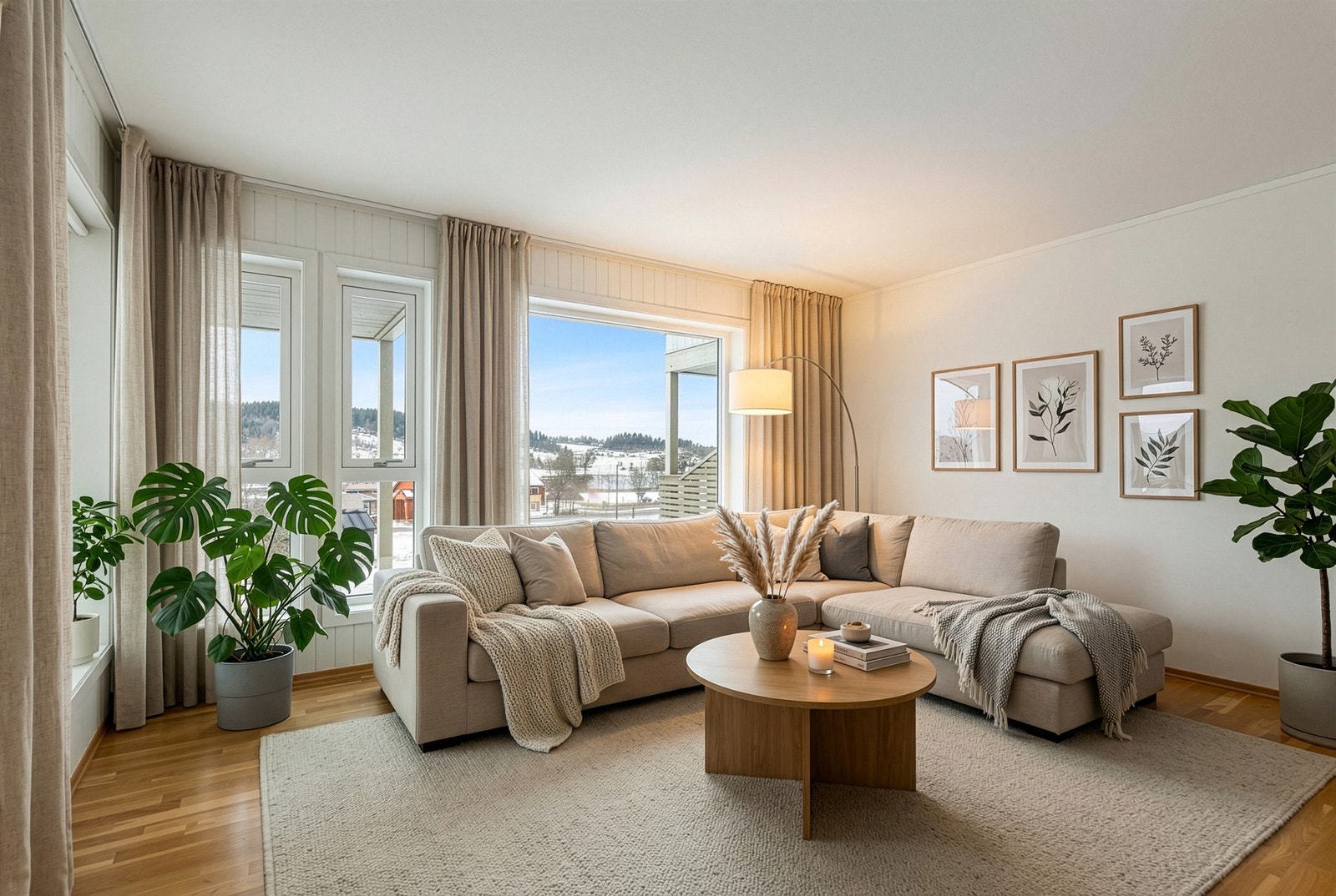 Virituel styling av ene delen på stua. Galleribilde