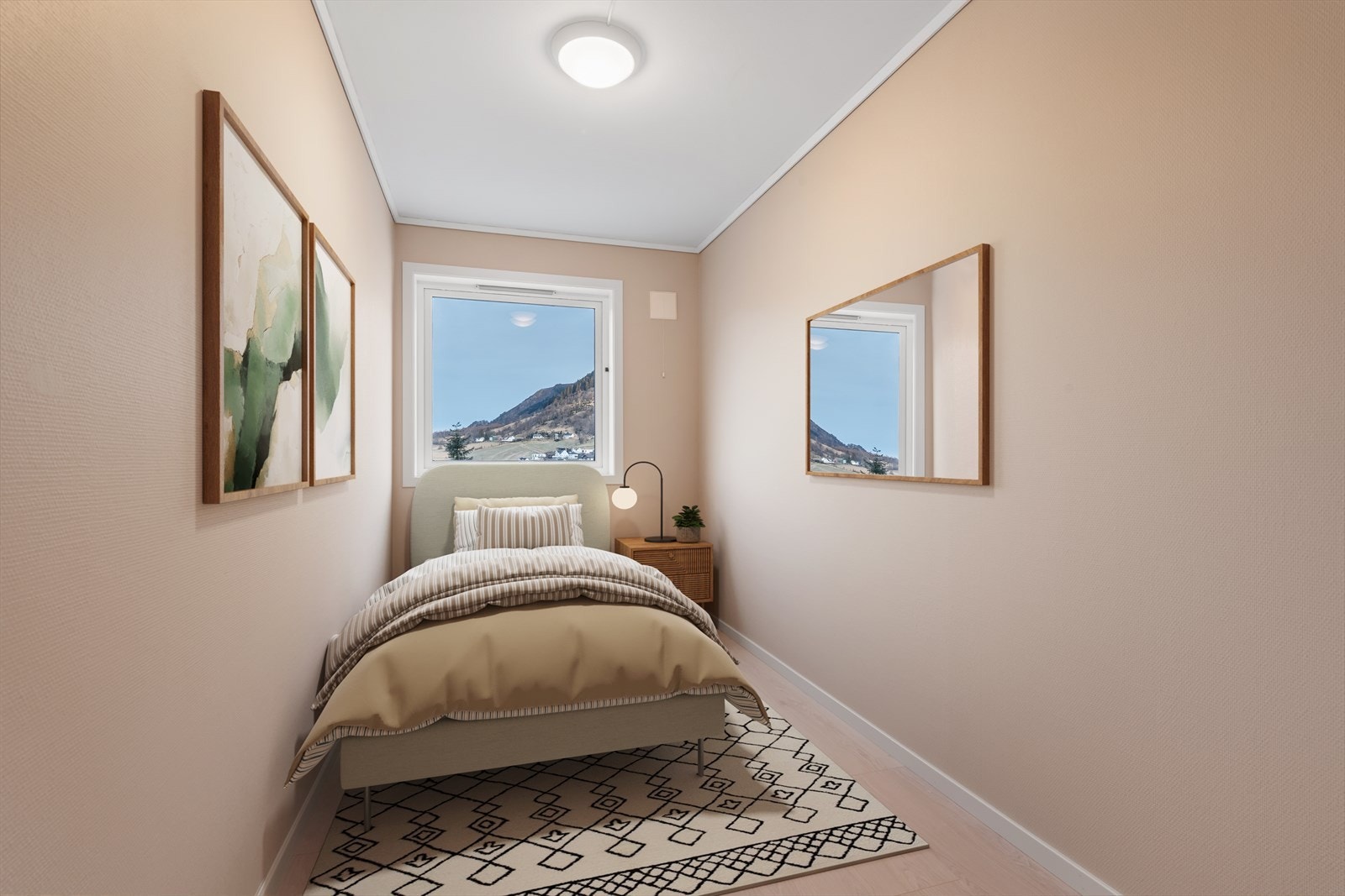 Digitalt møblert soverom Galleribilde