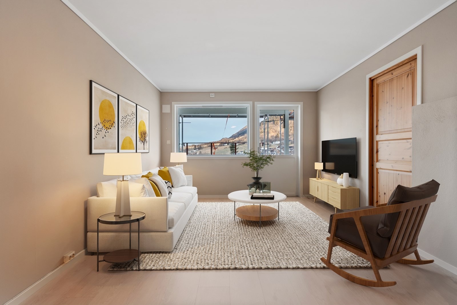 Digitalt møblert stue Galleribilde