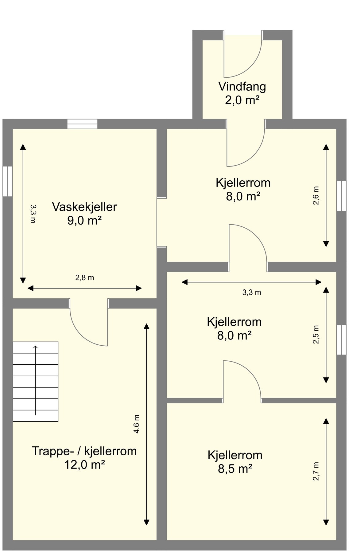 Plantegning kjeller. Galleribilde