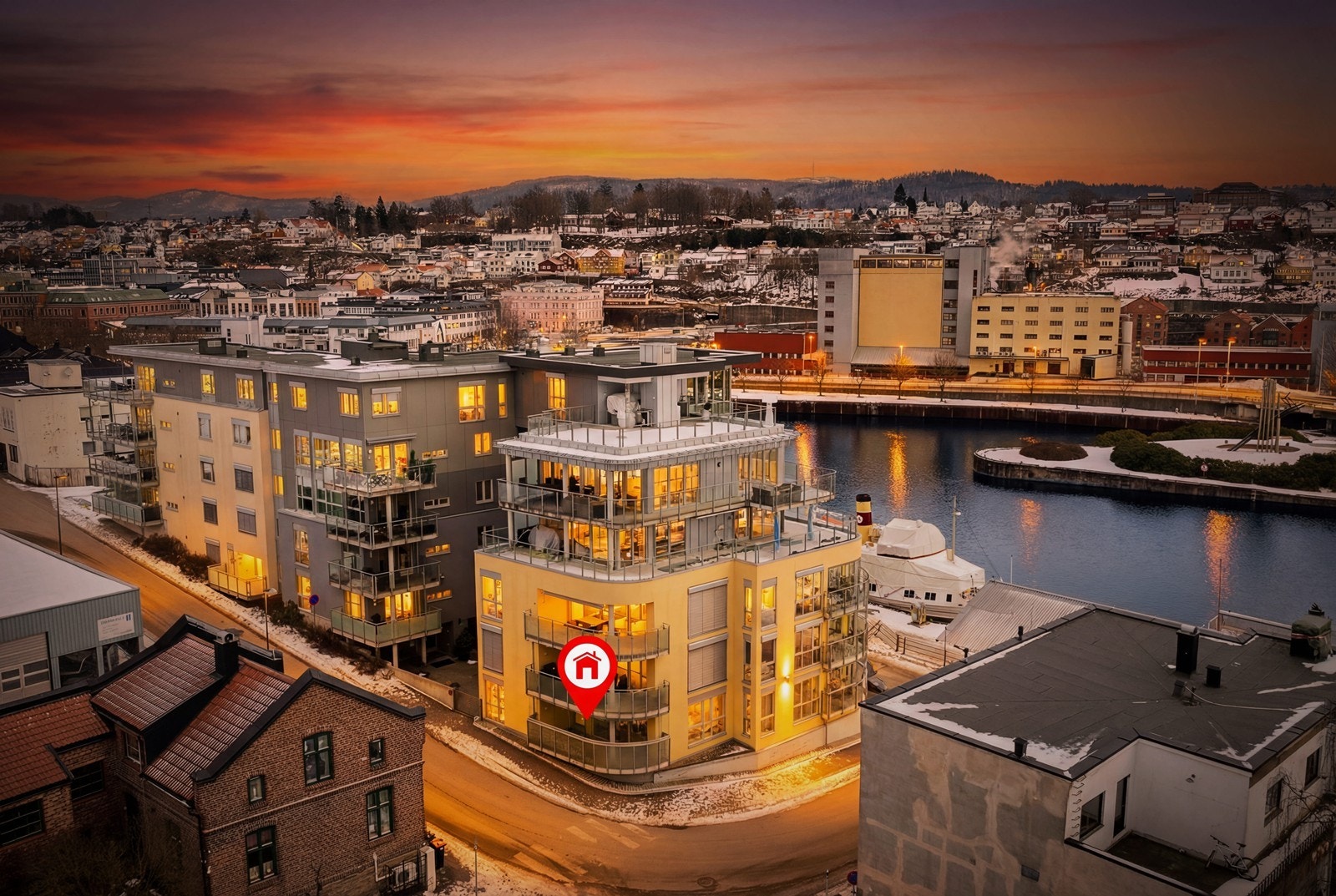 Velkommen til Victoriagården - Kveldsbilde er KI-redigert Galleribilde