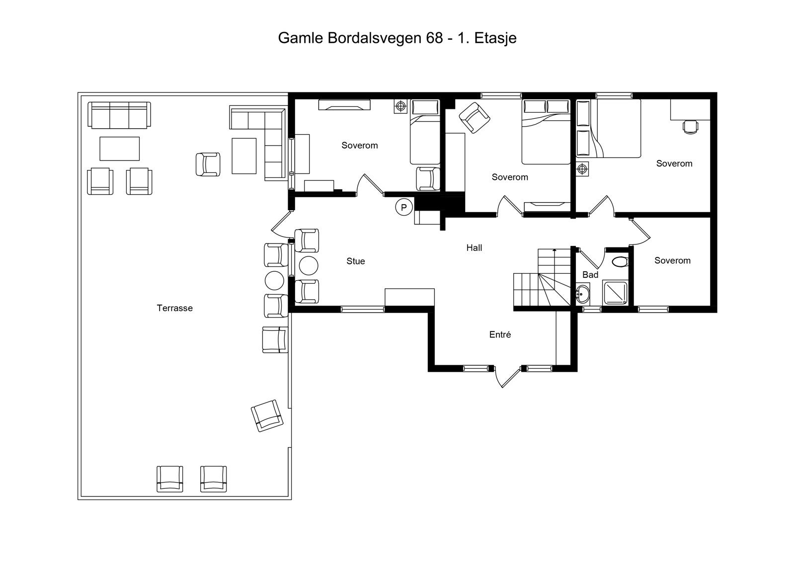 Planskisse 1. etasje. Galleribilde