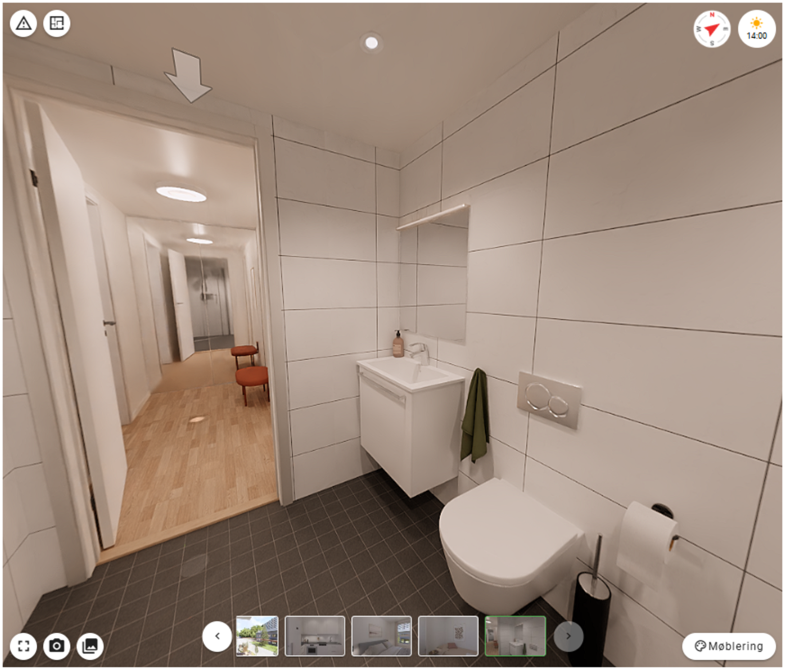 Følelsen av et nytt og urørt bad kan ikke matches. Se neste bilde for oppgraderte fliser - bildet er en illustrasjon fra prosjektet Galleribilde