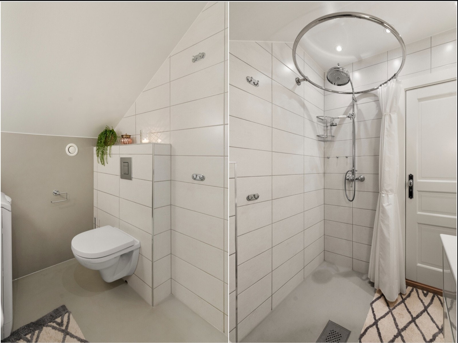 Her er det også mikrosement på gulv med elektriske varmekabler fra 2023. Galleribilde