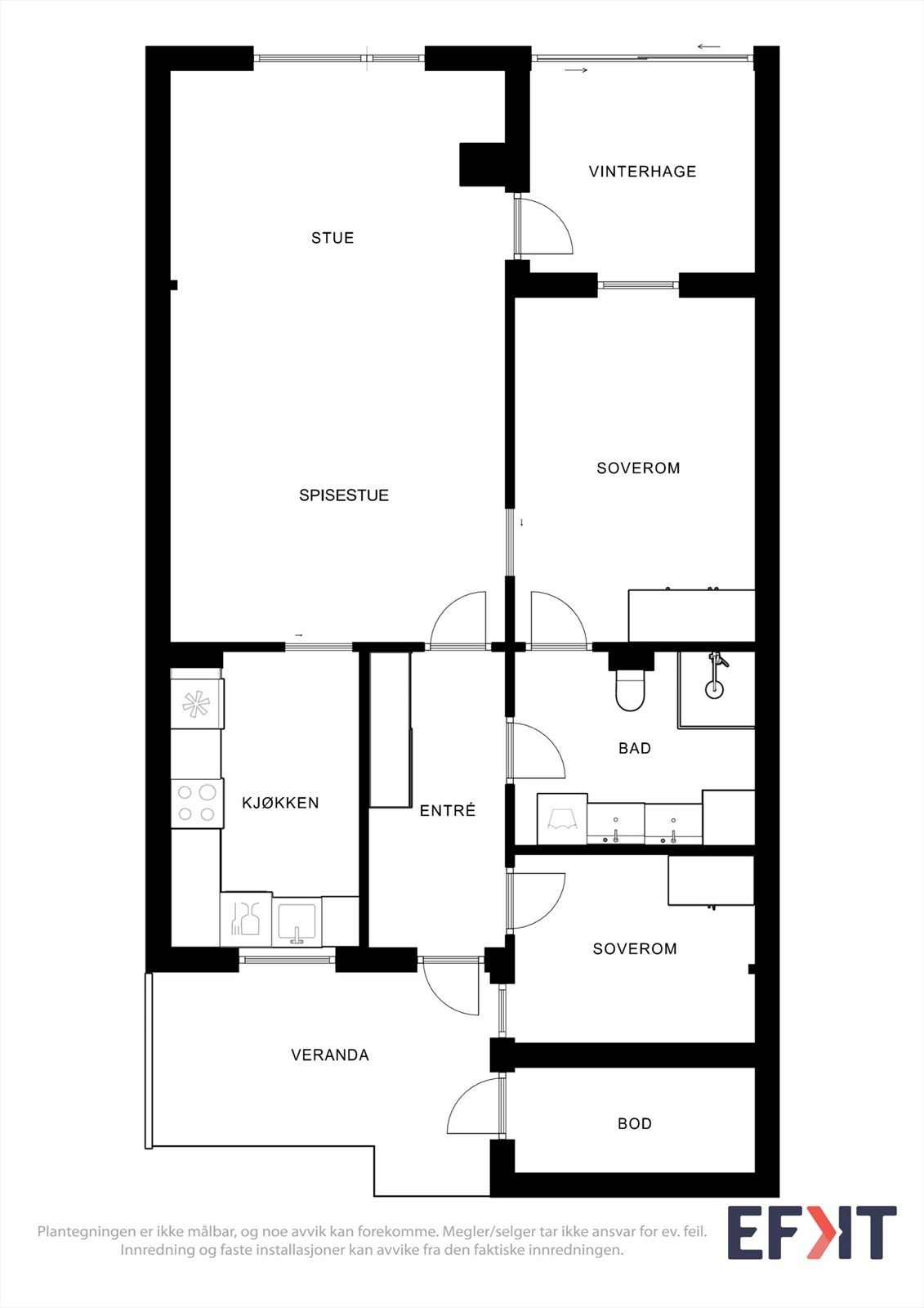 Planskisse - i tillegg til boden ved inngangspartiet medfølger det en ekstern bod på baksiden av carportene. Galleribilde