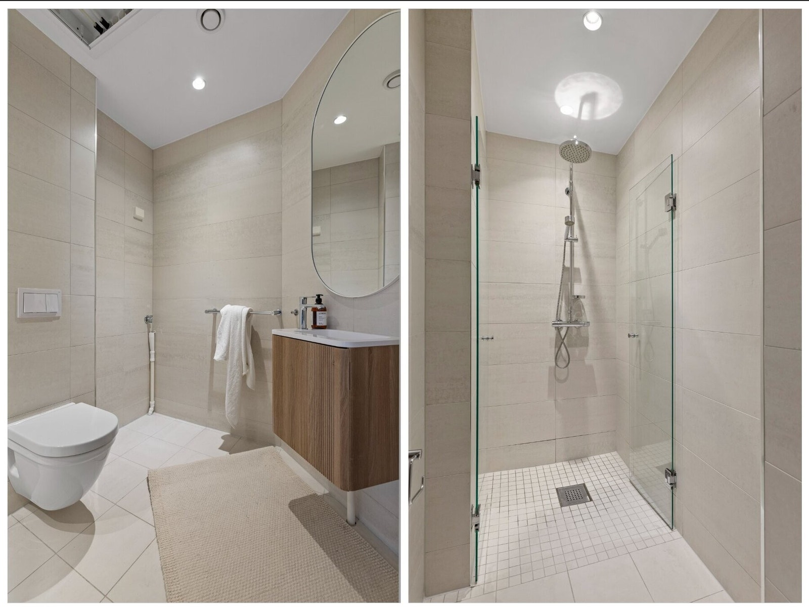 Badet har mekanisk avtrekk samt opplegg for vaskemaskin og tørketrommel. Galleribilde