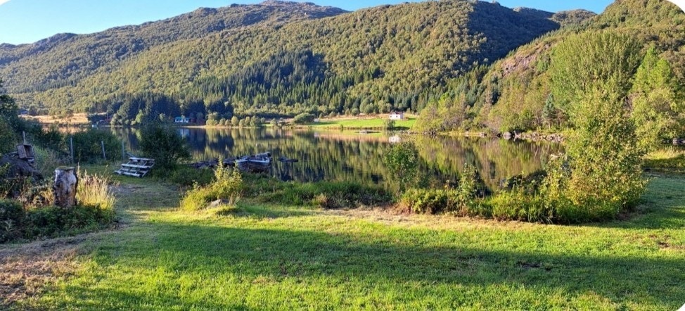 Utsikt ned mot og over vannet Galleribilde