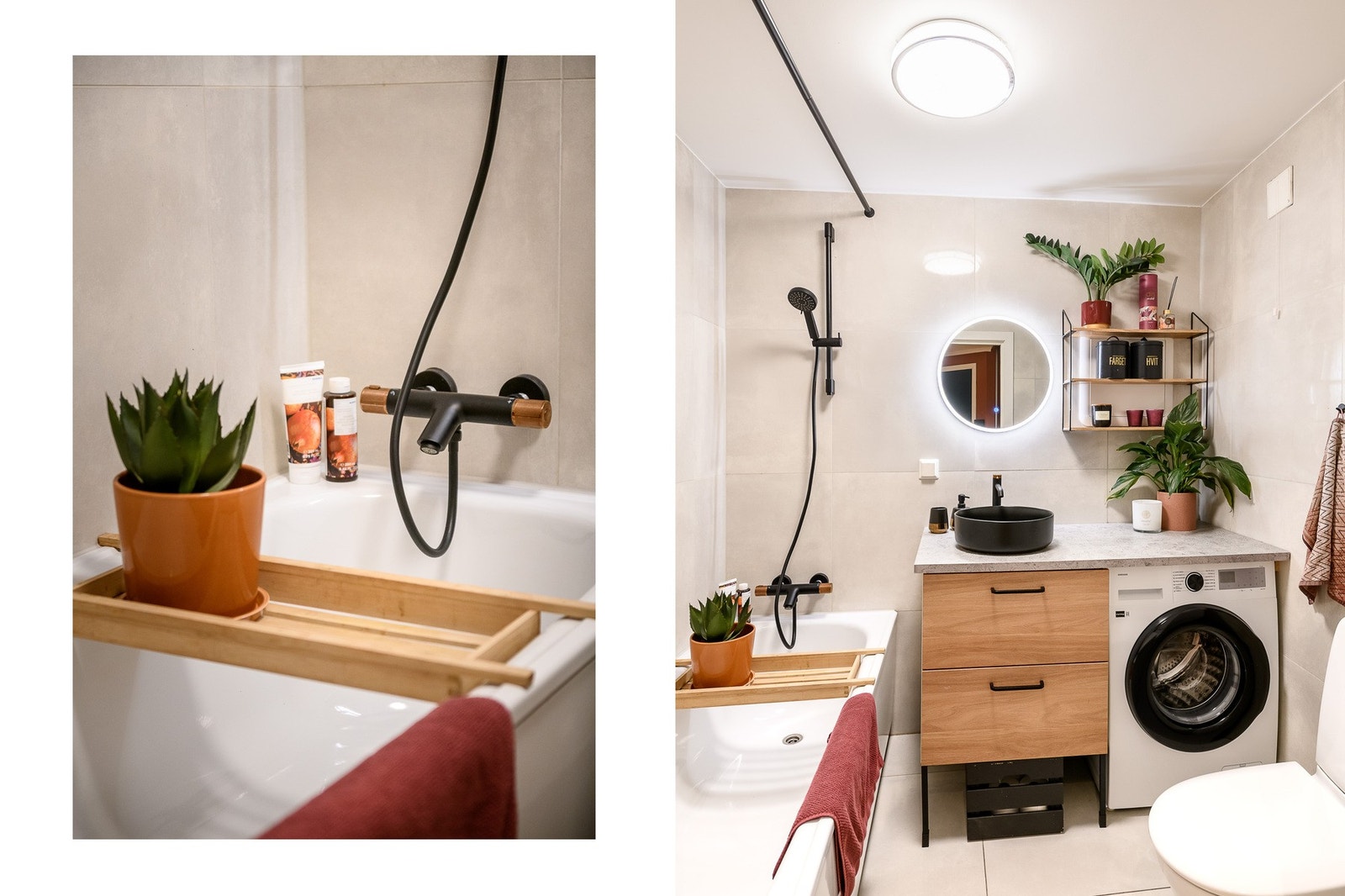 Det andre badet fra 2020 har badekar og opplegg for vaskemaskin. Dette badet ligger i tilknytning til hovedddelen. Galleribilde