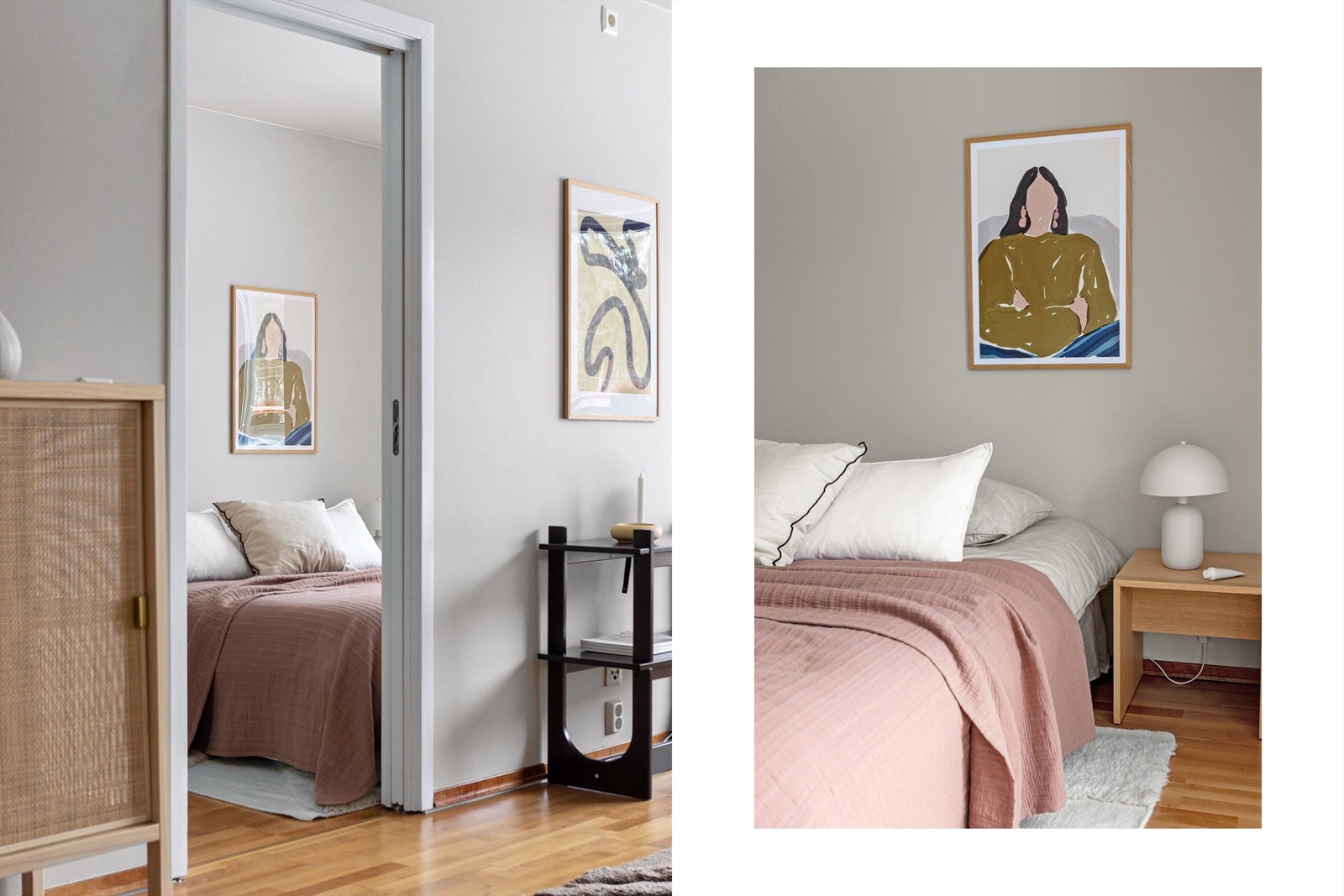 Soverommet har adkomst fra stuen via praktiske skyvedører med glatte fronter - en arealeffektiv og plassbesparende løsning. Galleribilde