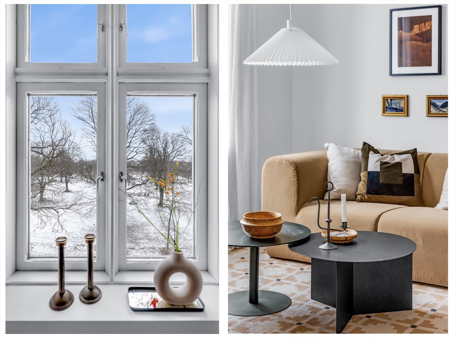 Stuen fremstår lys og romslig med store vindusflater som gir rikelig med naturlig lys og flott utsikt mot Sofienbergparken. Galleribilde