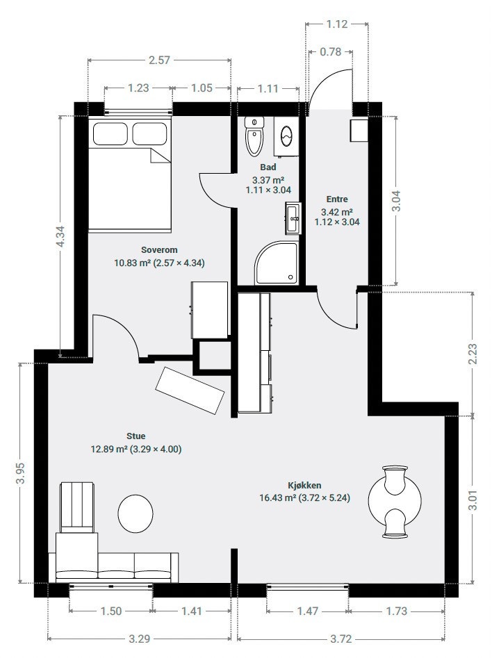 Plantegning over leiligheten Galleribilde